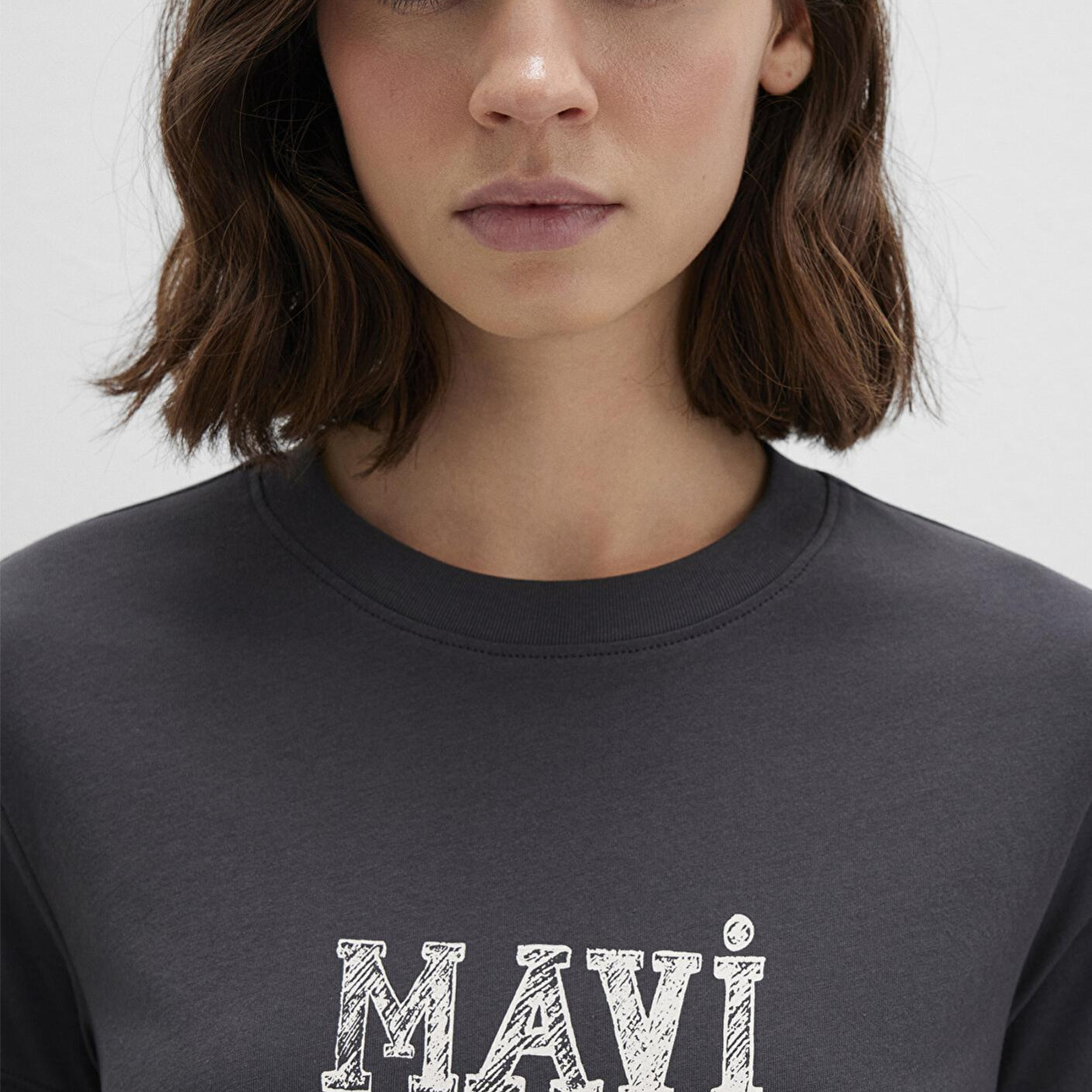 Mavi Mavi Baskılı Antrasit Tişört Regular Fit / Normal Kesim 1612232-34853