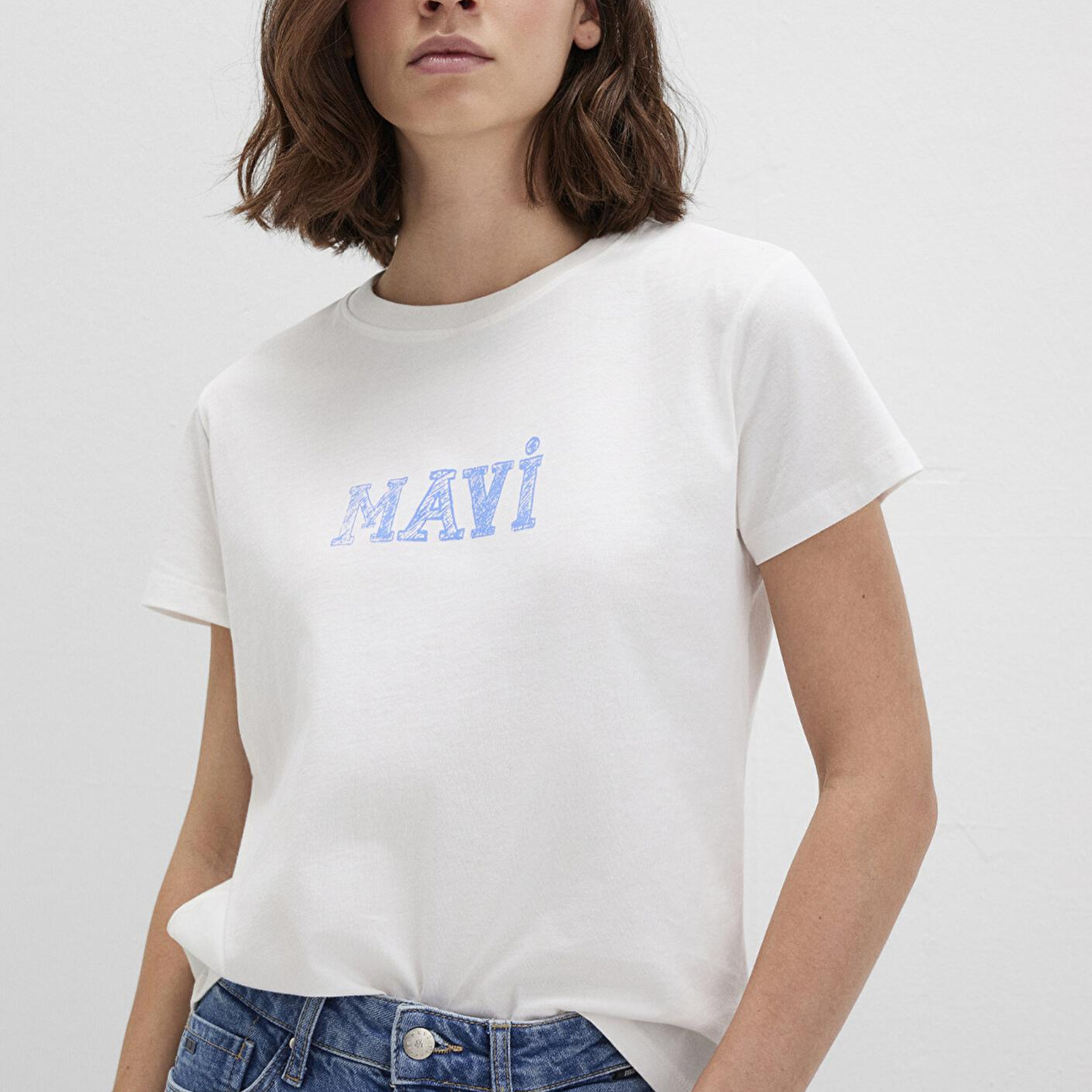 Mavi Mavi Baskılı Beyaz Tişört Regular Fit / Normal Kesim 1612232-70057