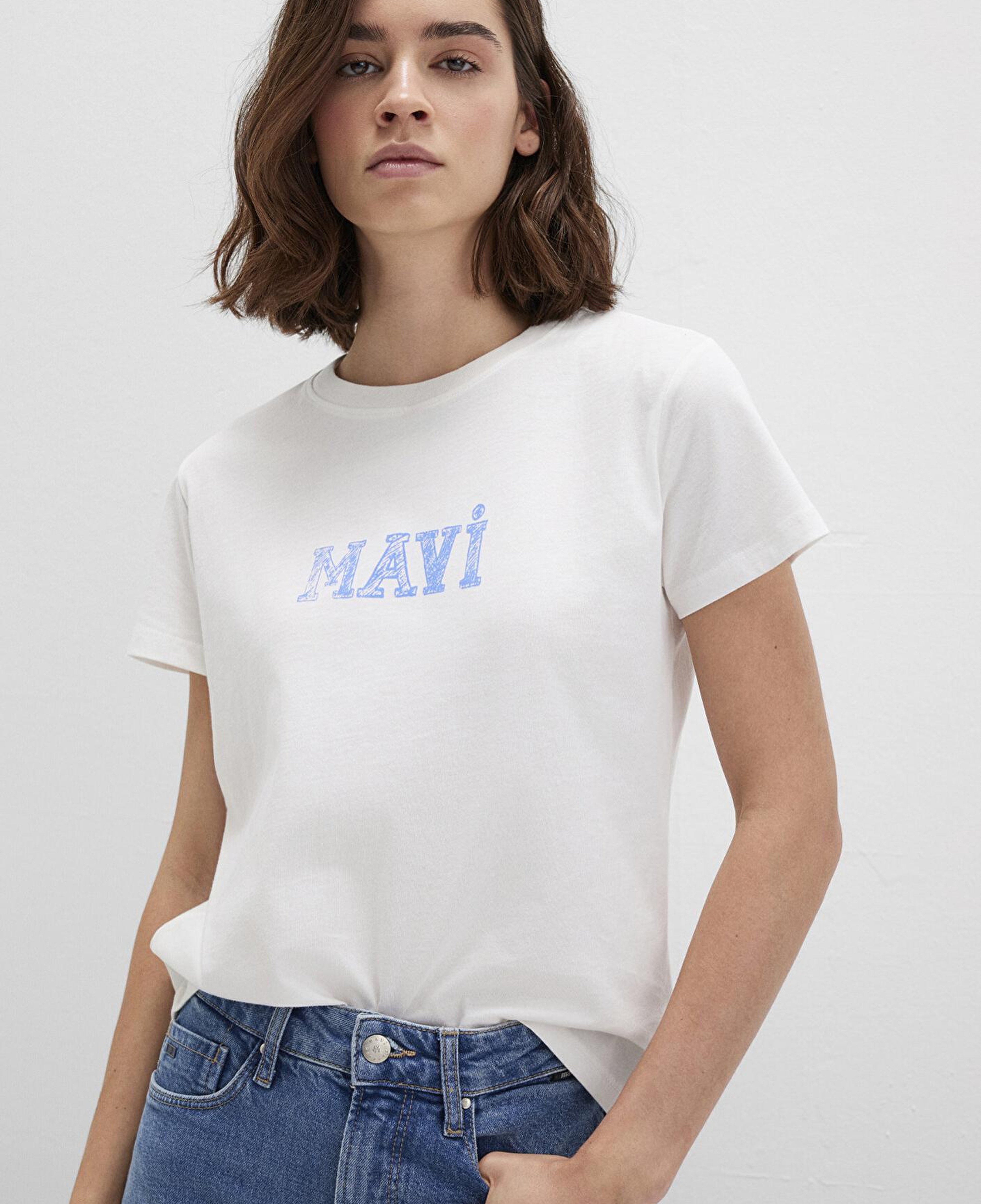 Mavi Mavi Baskılı Beyaz Tişört Regular Fit / Normal Kesim 1612232-70057