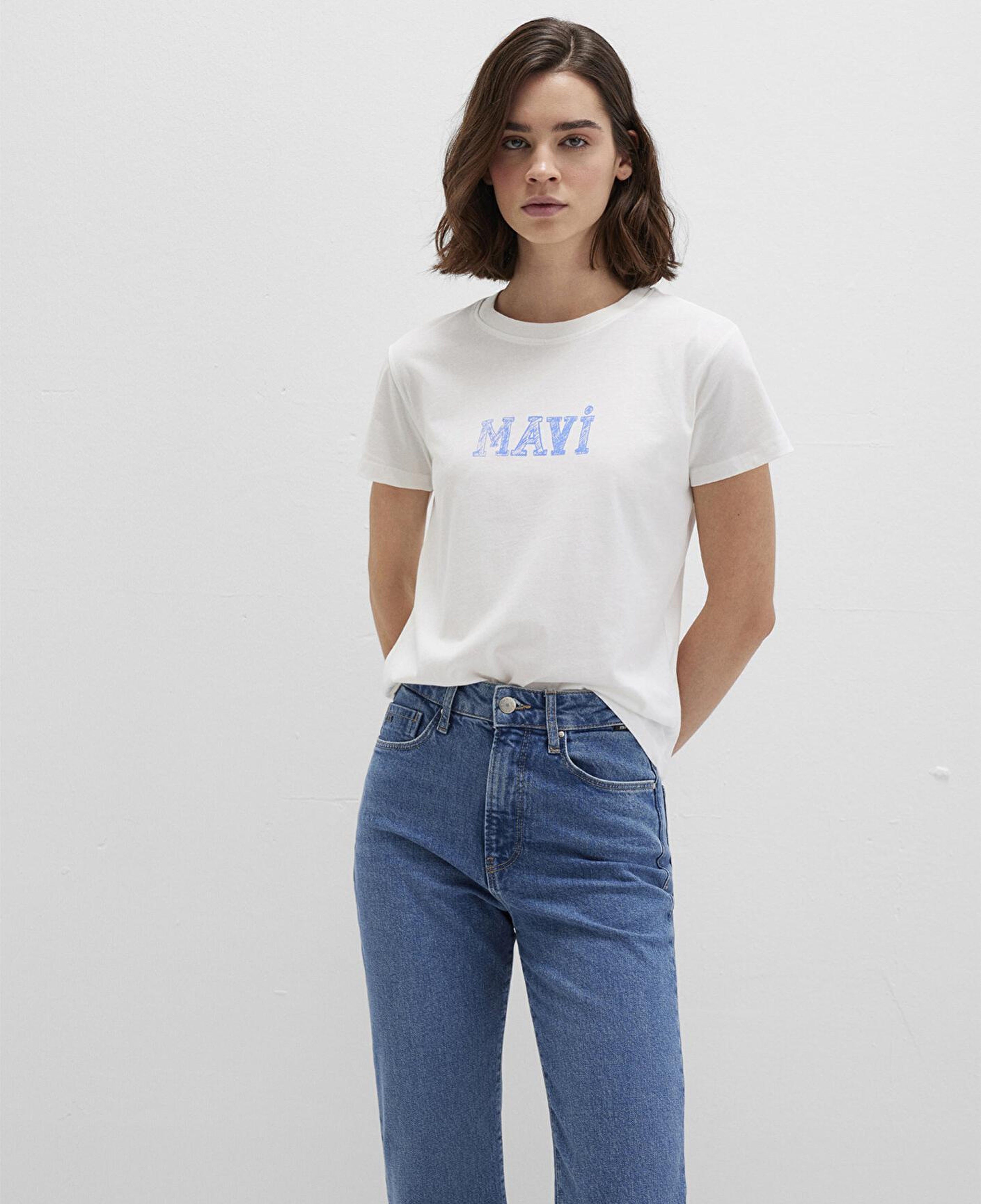 Mavi Mavi Baskılı Beyaz Tişört Regular Fit / Normal Kesim 1612232-70057