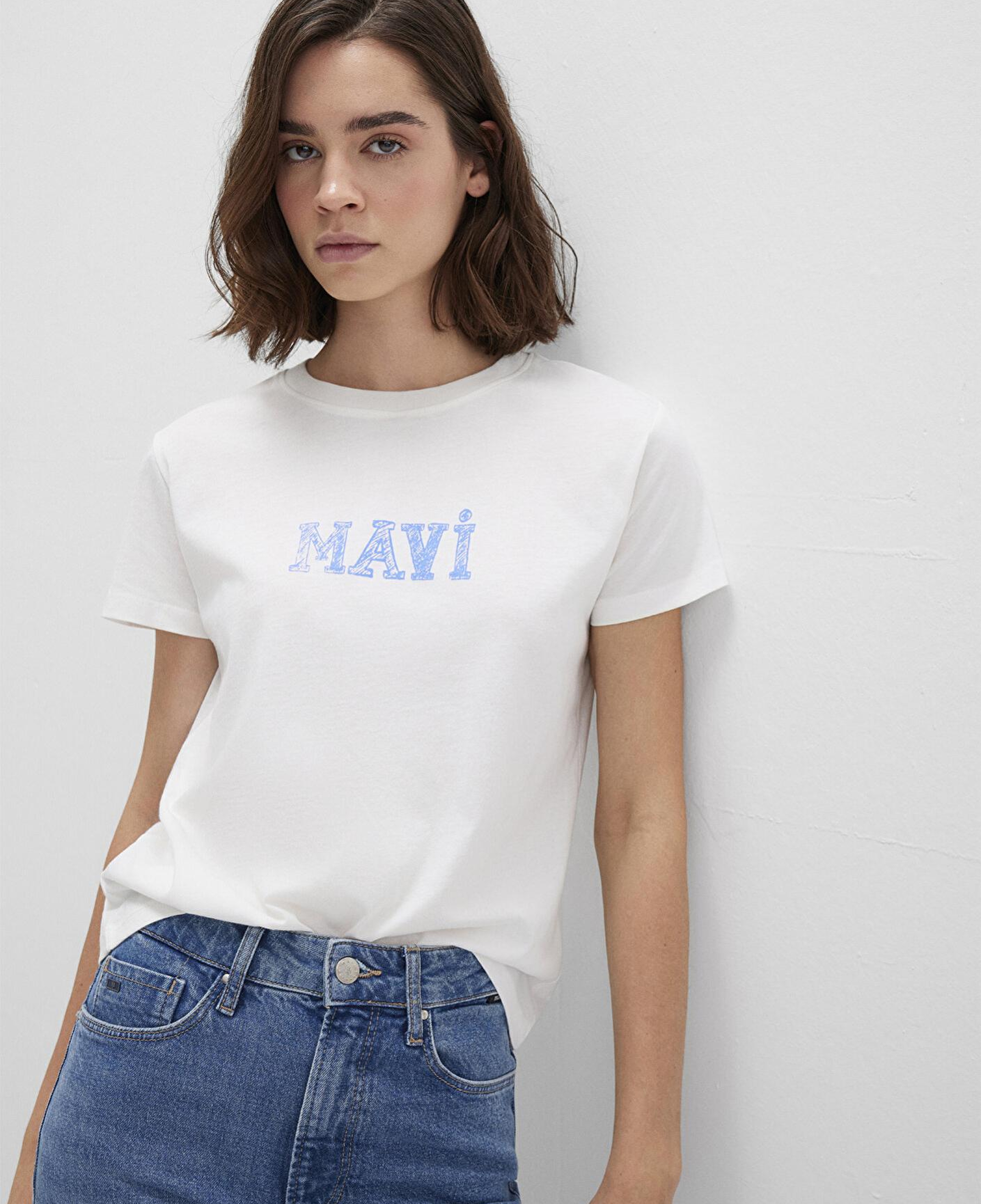 Mavi Mavi Baskılı Beyaz Tişört Regular Fit / Normal Kesim 1612232-70057