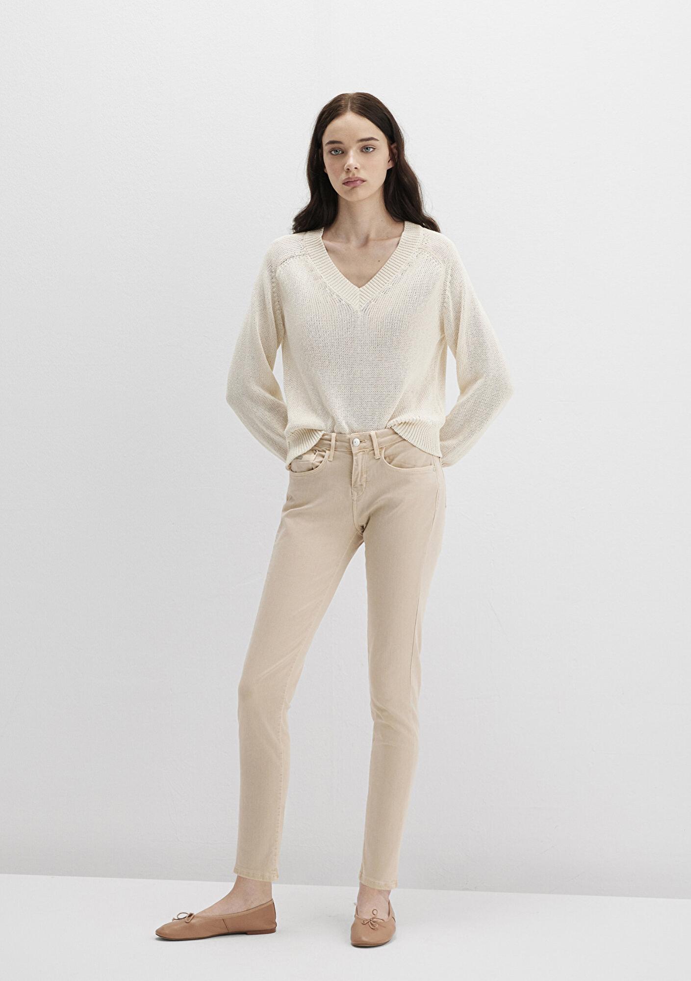 Mavi Ada Mavi Premium Krem Gabardin Pantolon 1020586447