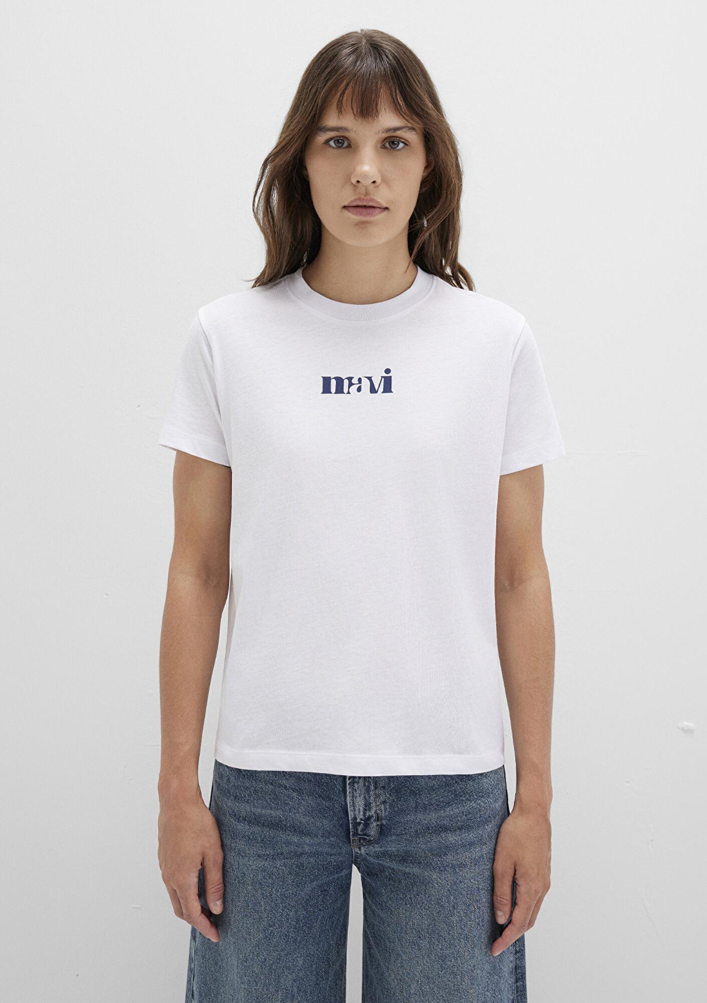 Mavi Mavi Baskılı Beyaz Tişört Regular Fit / Normal Kesim 1612241-620