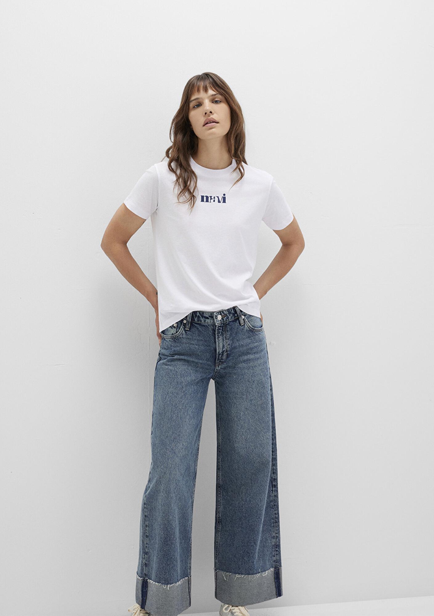 Mavi Mavi Baskılı Beyaz Tişört Regular Fit / Normal Kesim 1612241-620