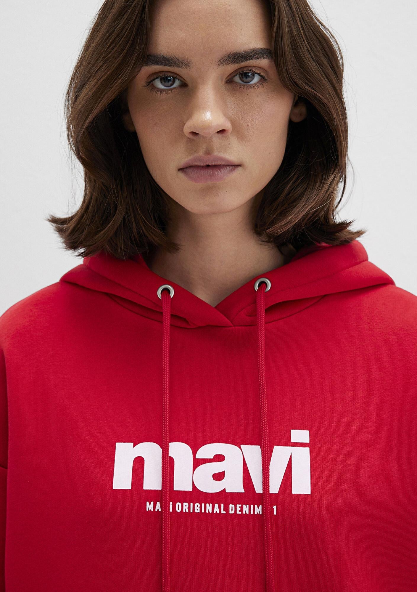 Mavi Mavi Logo Baskılı Kapüşonlu Kırmızı Sweatshirt 168334-35476