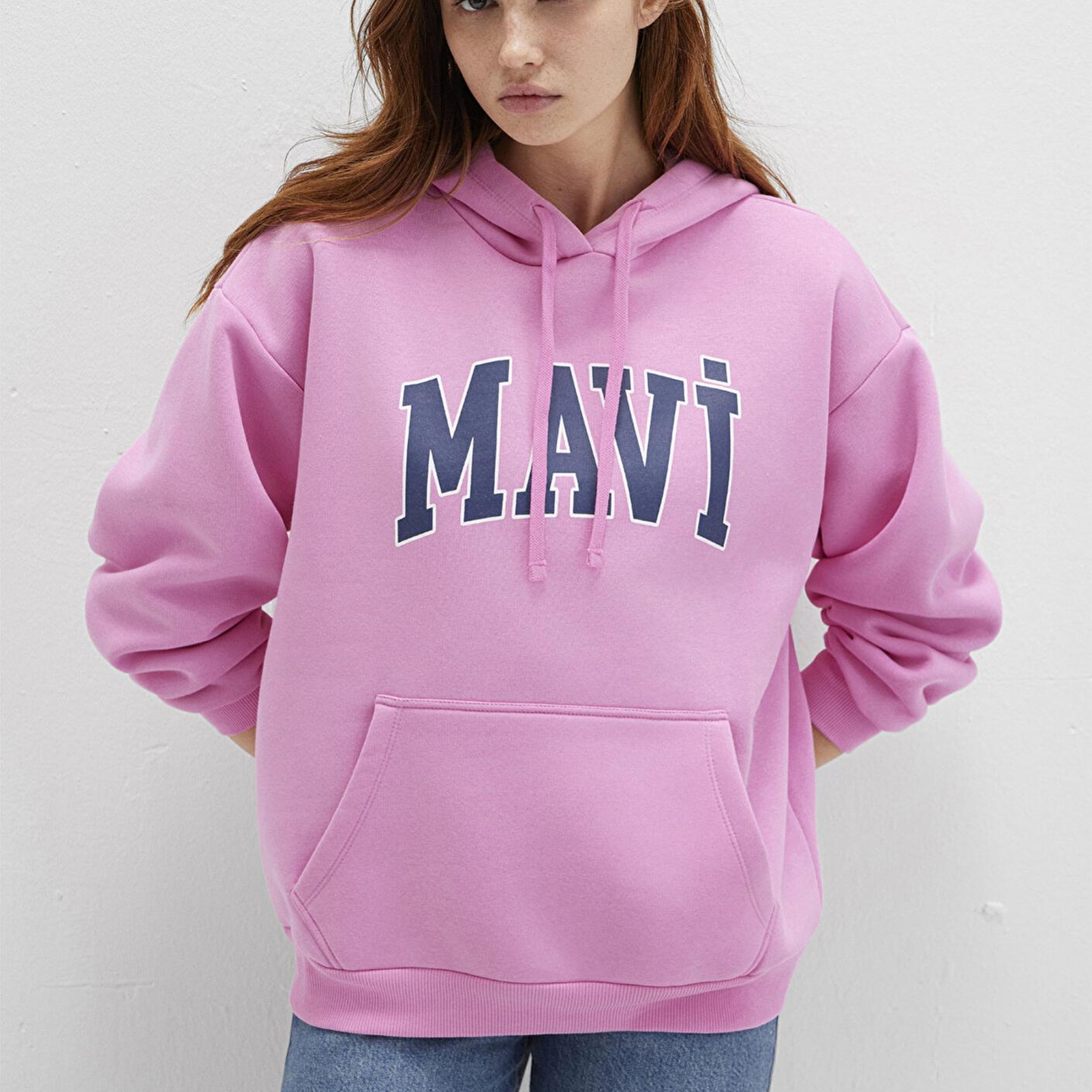 Mavi Mavi Logo Baskılı Kapüşonlu Pembe Sweatshirt 1600361-71038