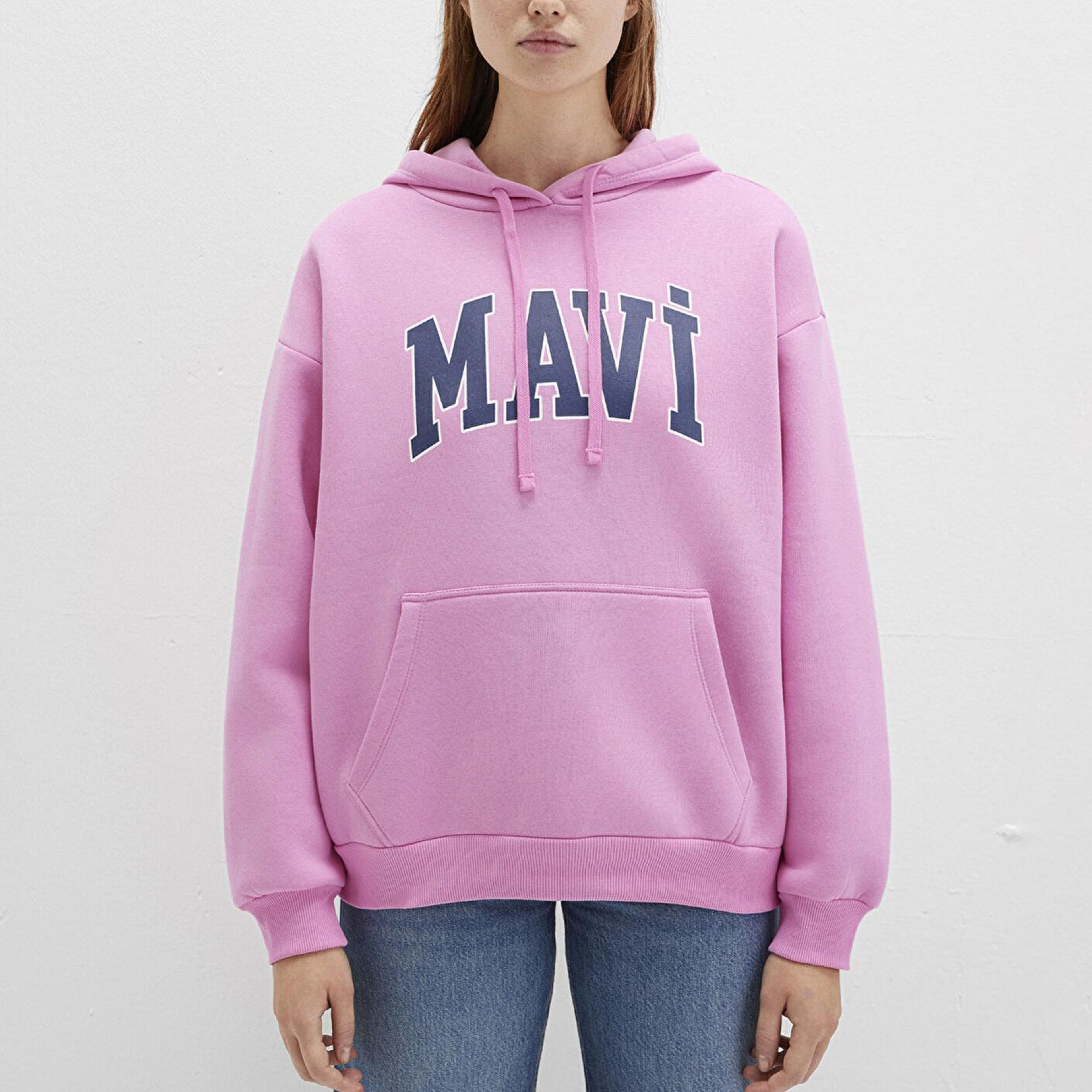 Mavi Mavi Logo Baskılı Kapüşonlu Pembe Sweatshirt 1600361-71038