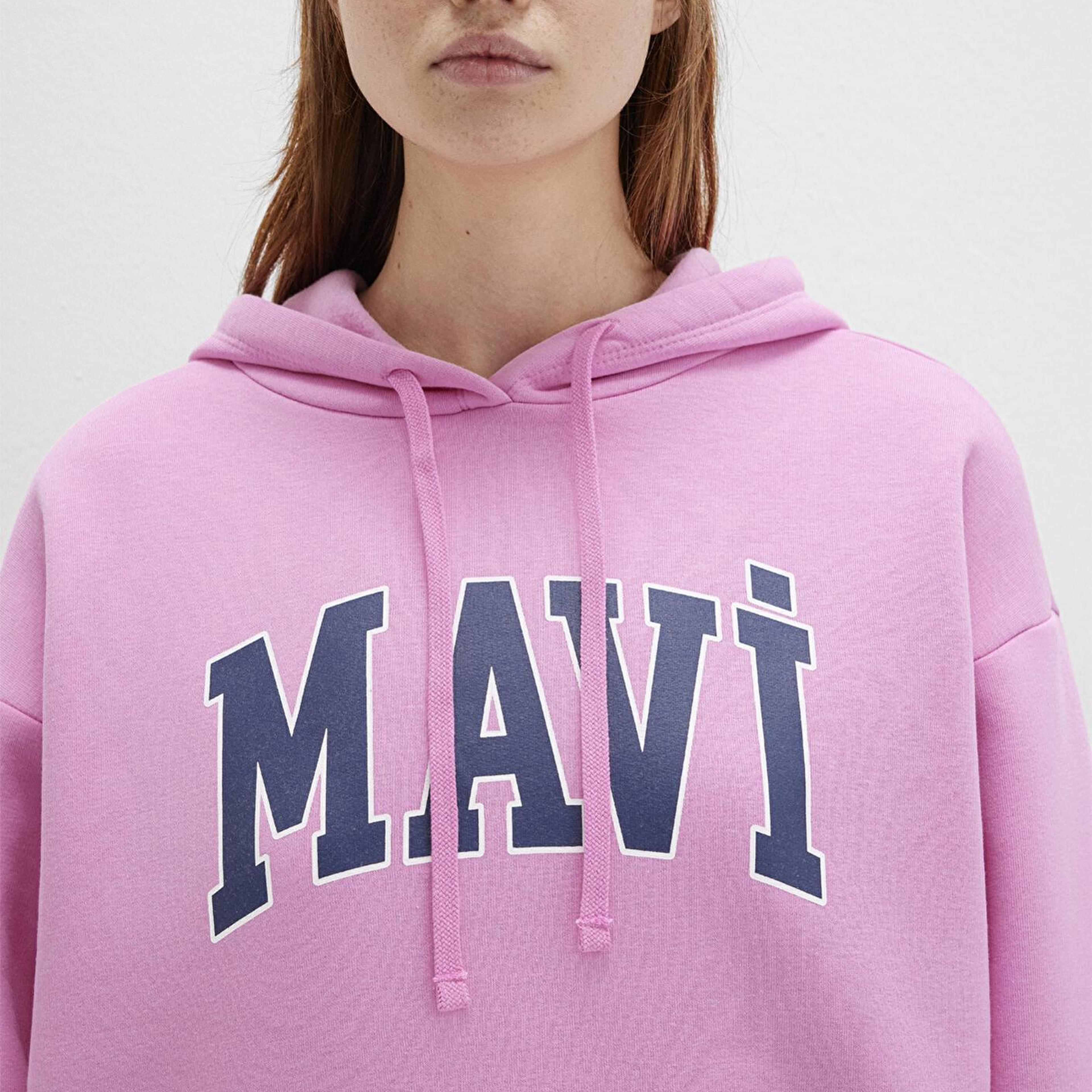 Mavi Mavi Logo Baskılı Kapüşonlu Pembe Sweatshirt 1600361-71038