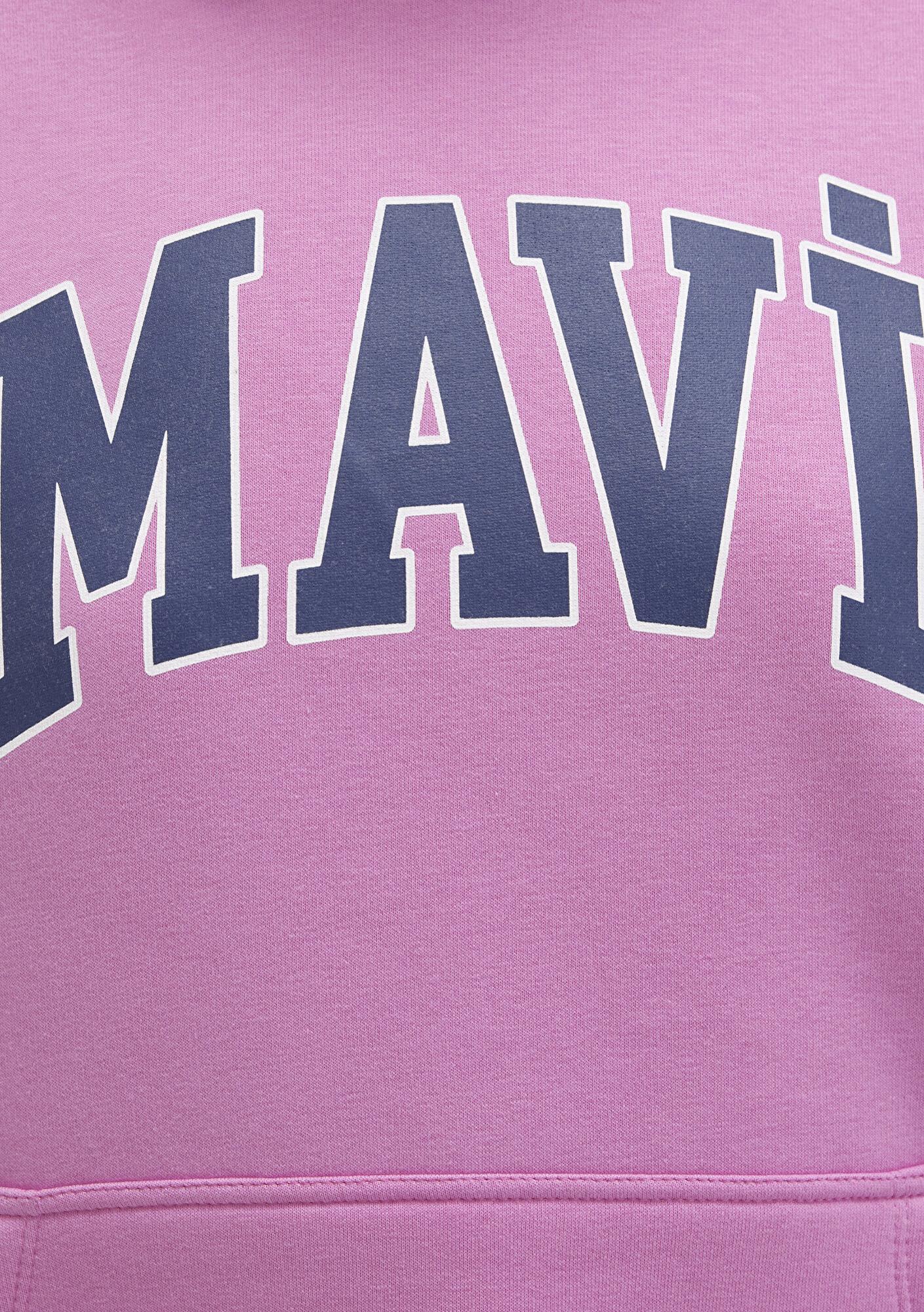 Mavi Mavi Logo Baskılı Kapüşonlu Pembe Sweatshirt 1600361-71038
