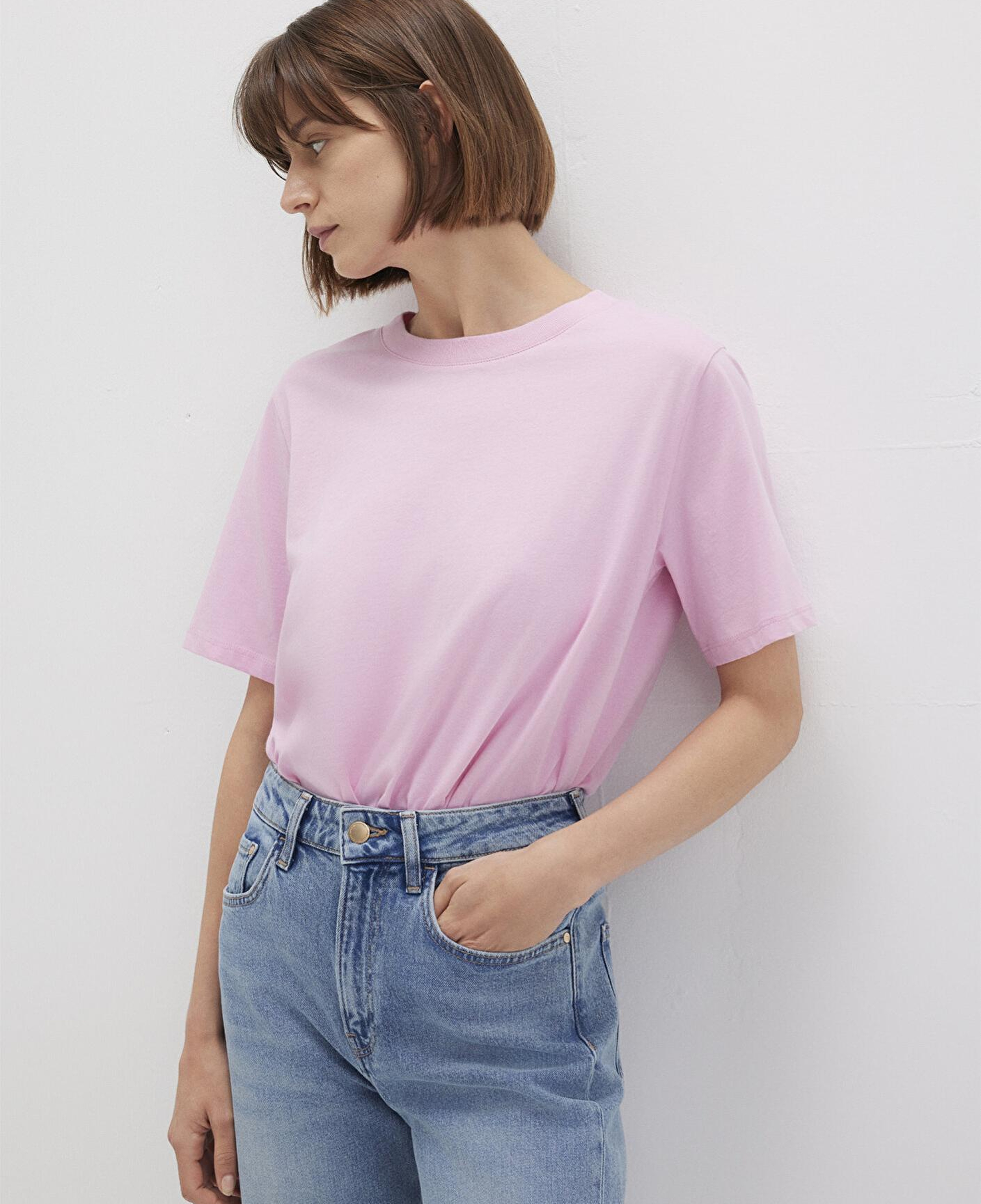 Mavi Bisklet Yaka Pembe Basic Tişört Regular Fit / Normal Kesim 1600955-71117