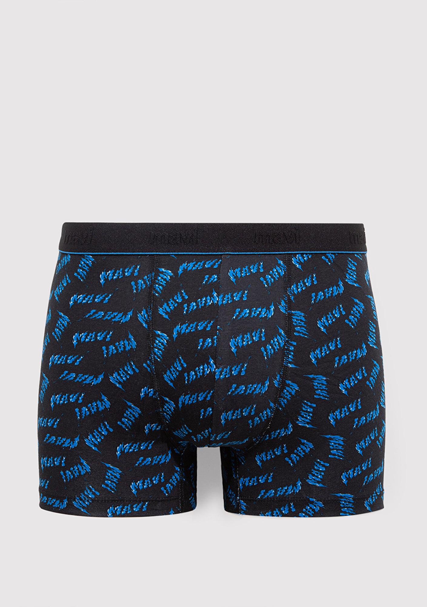 Mavi Baskılı Siyah Boxer 0911306-85857