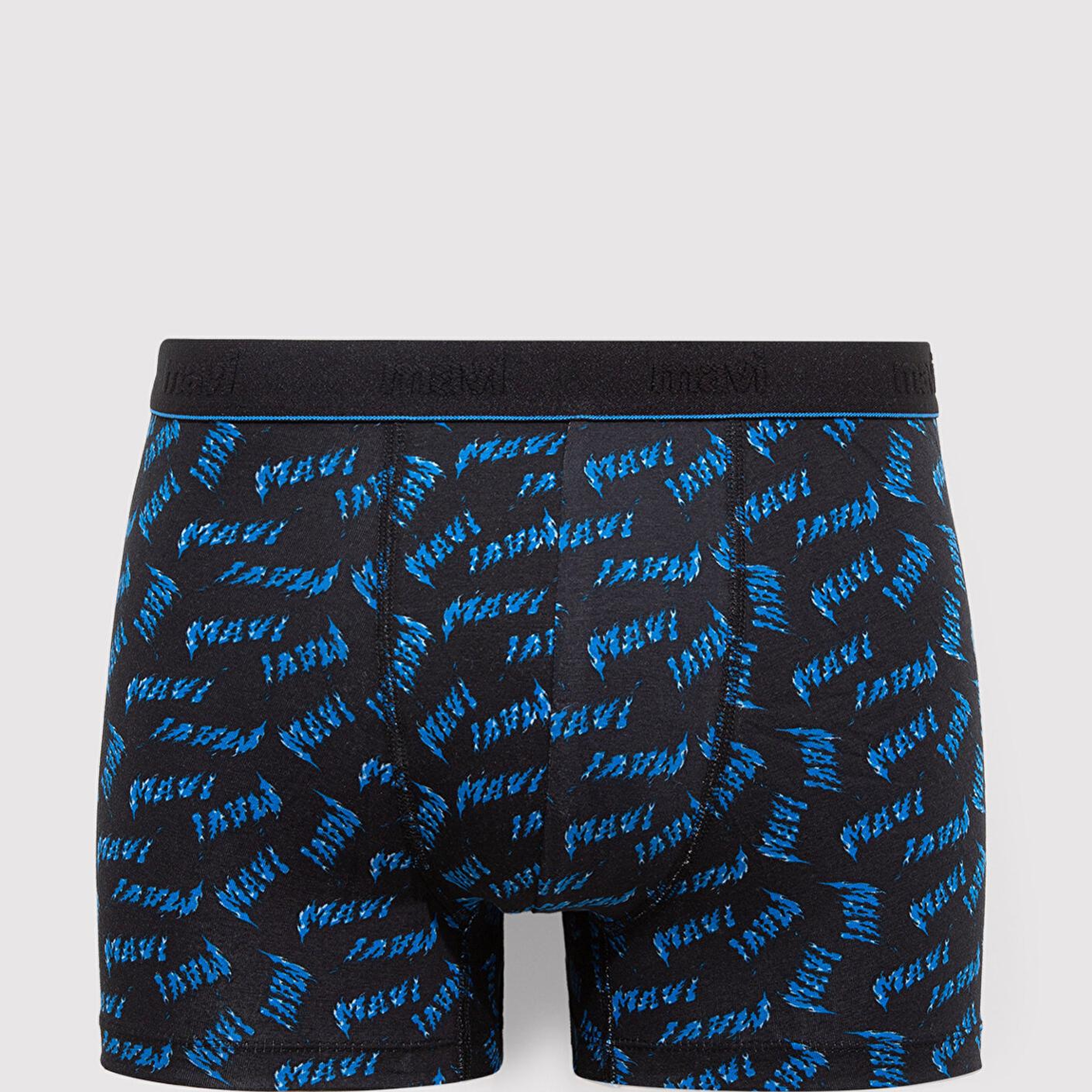 Mavi Baskılı Siyah Boxer 0911306-85857