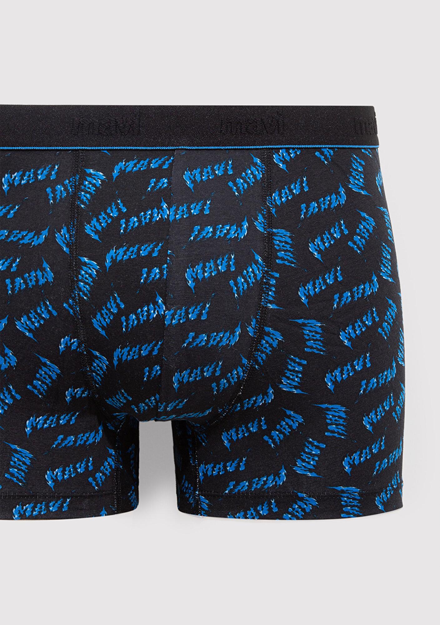 Mavi Baskılı Siyah Boxer 0911306-85857