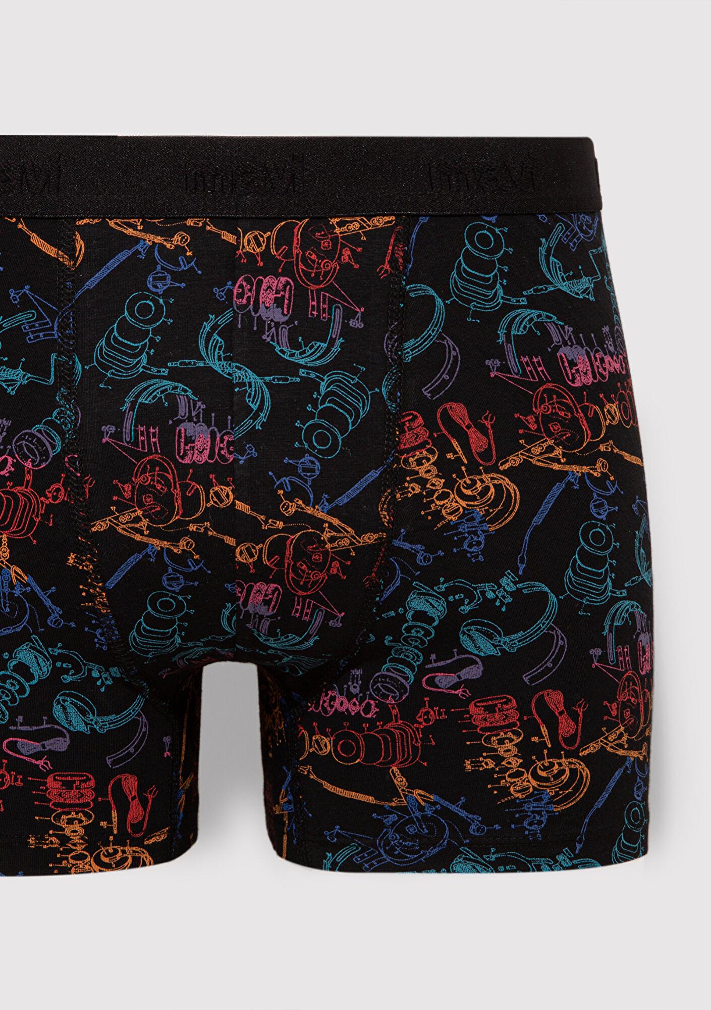 Mavi Baskılı Siyah Boxer 0911374-900