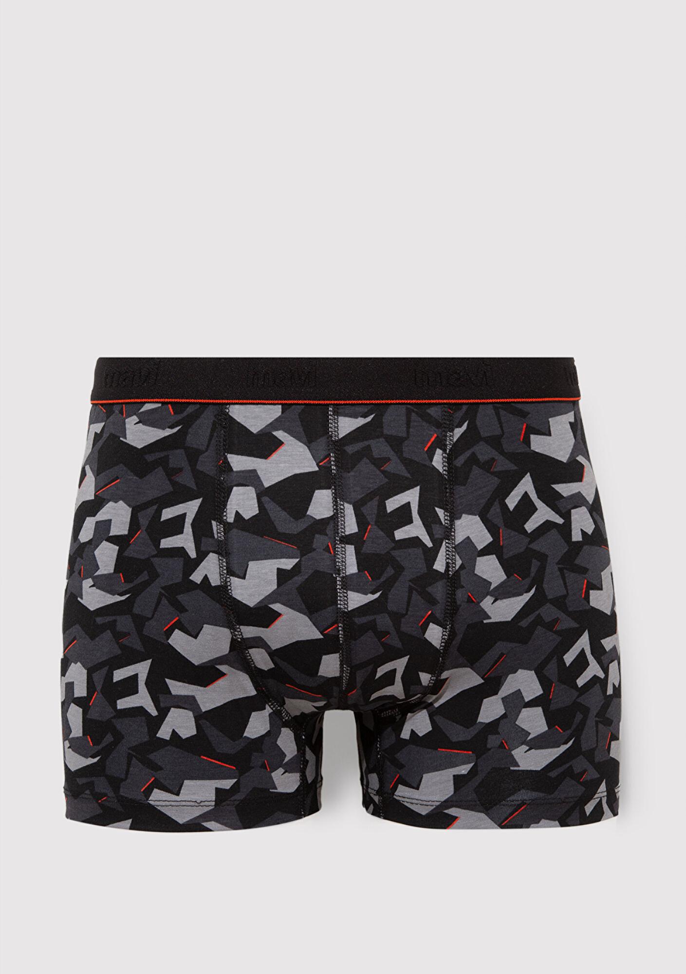 Mavi Kamuflaj Baskılı Siyah Boxer 0911375-900