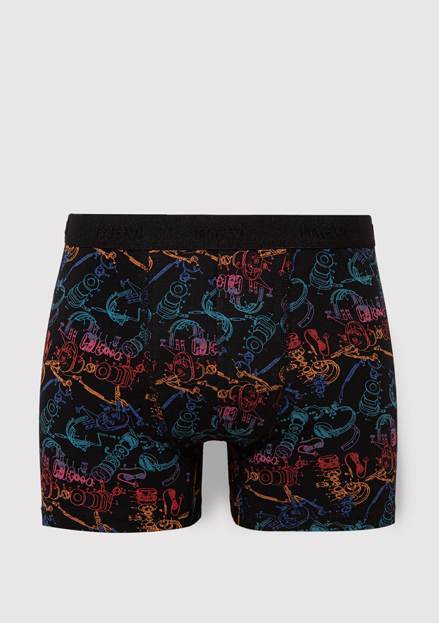 Mavi Baskılı Siyah Boxer 0911374-900