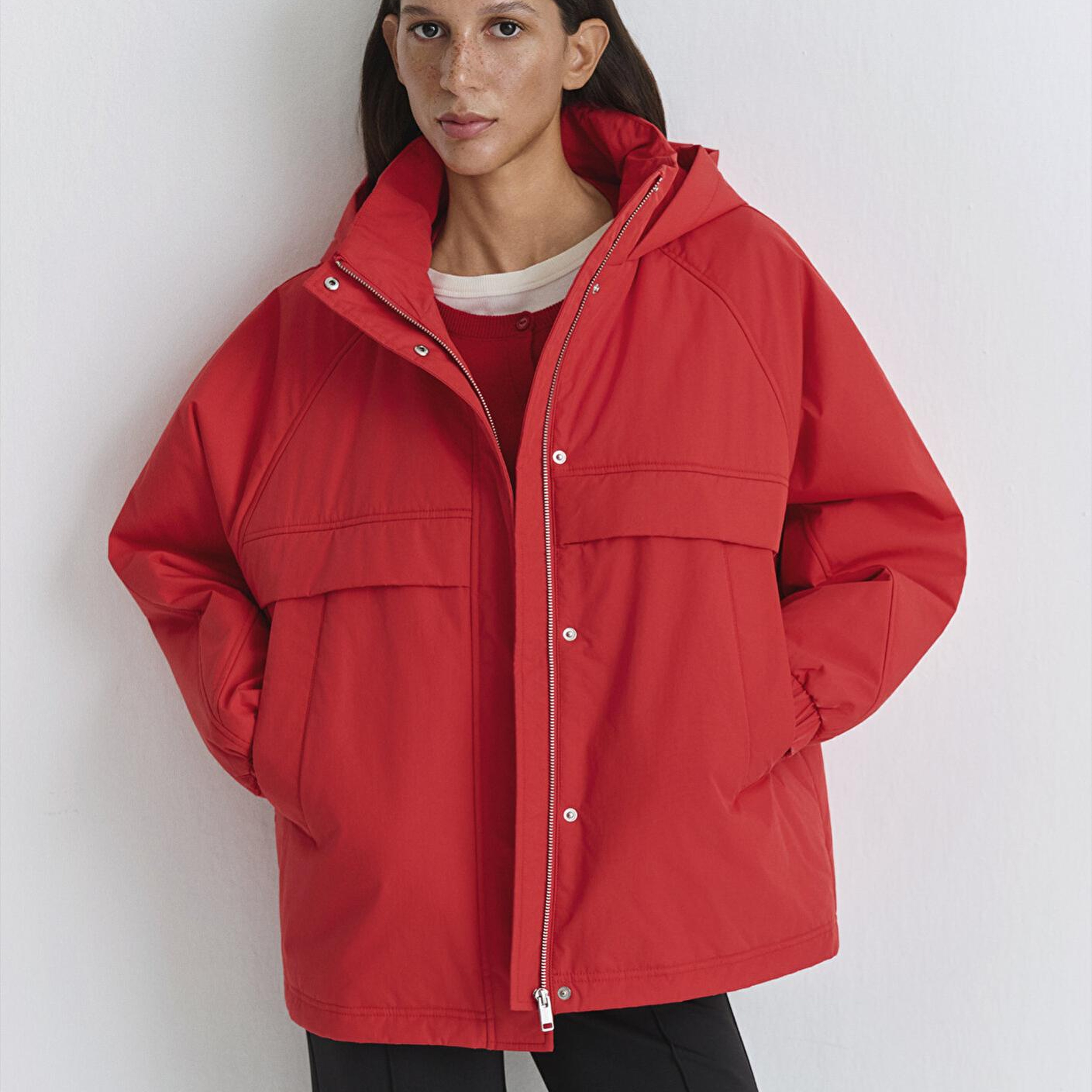 Mavi Su İtici Kapüşonlu Kırmızı Mont 1110348-70461