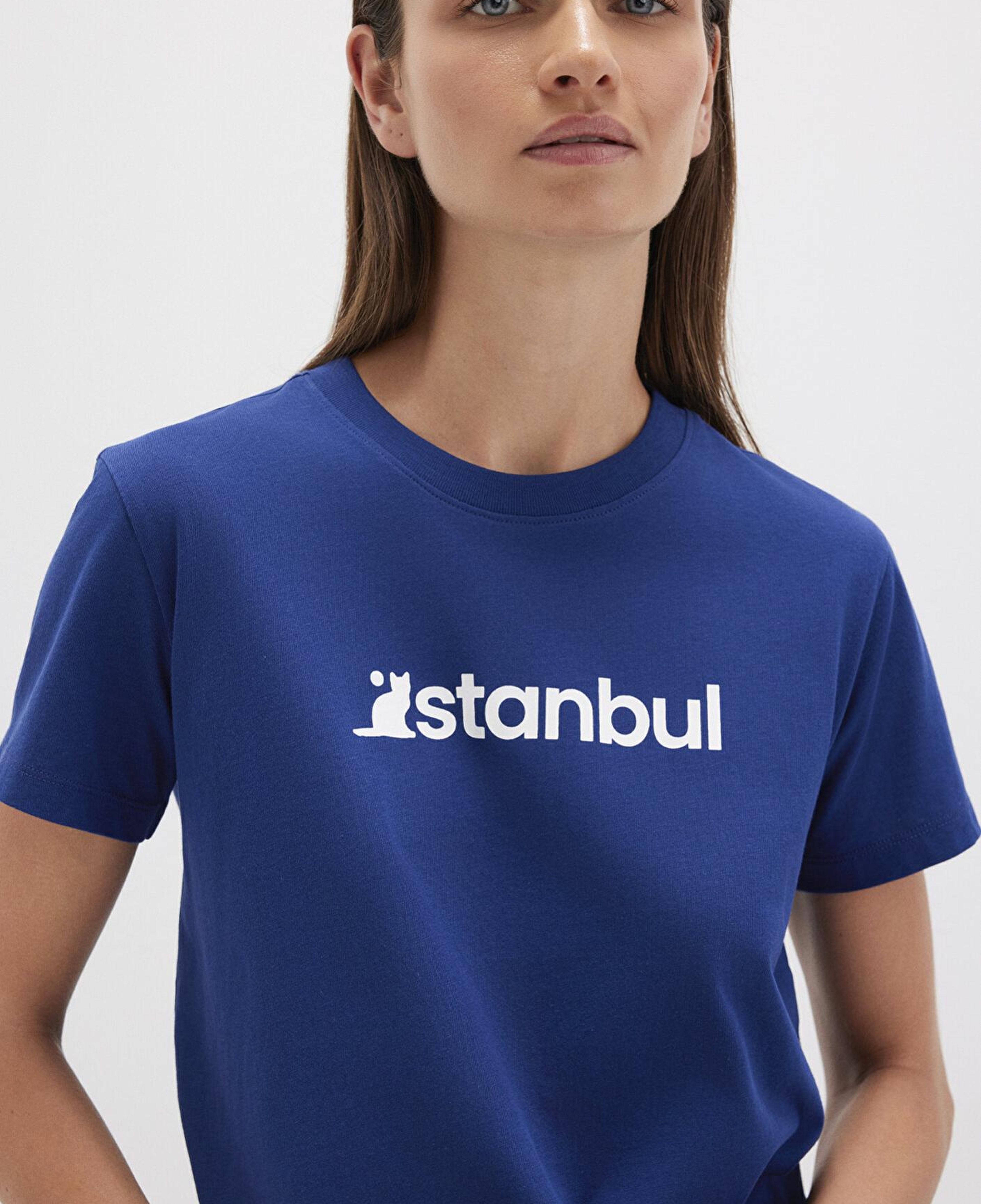 Mavi İstanbul Baskılı Mavi Tişört Semi Slim Fit / Yarı Dar Kesim 1612111-70722