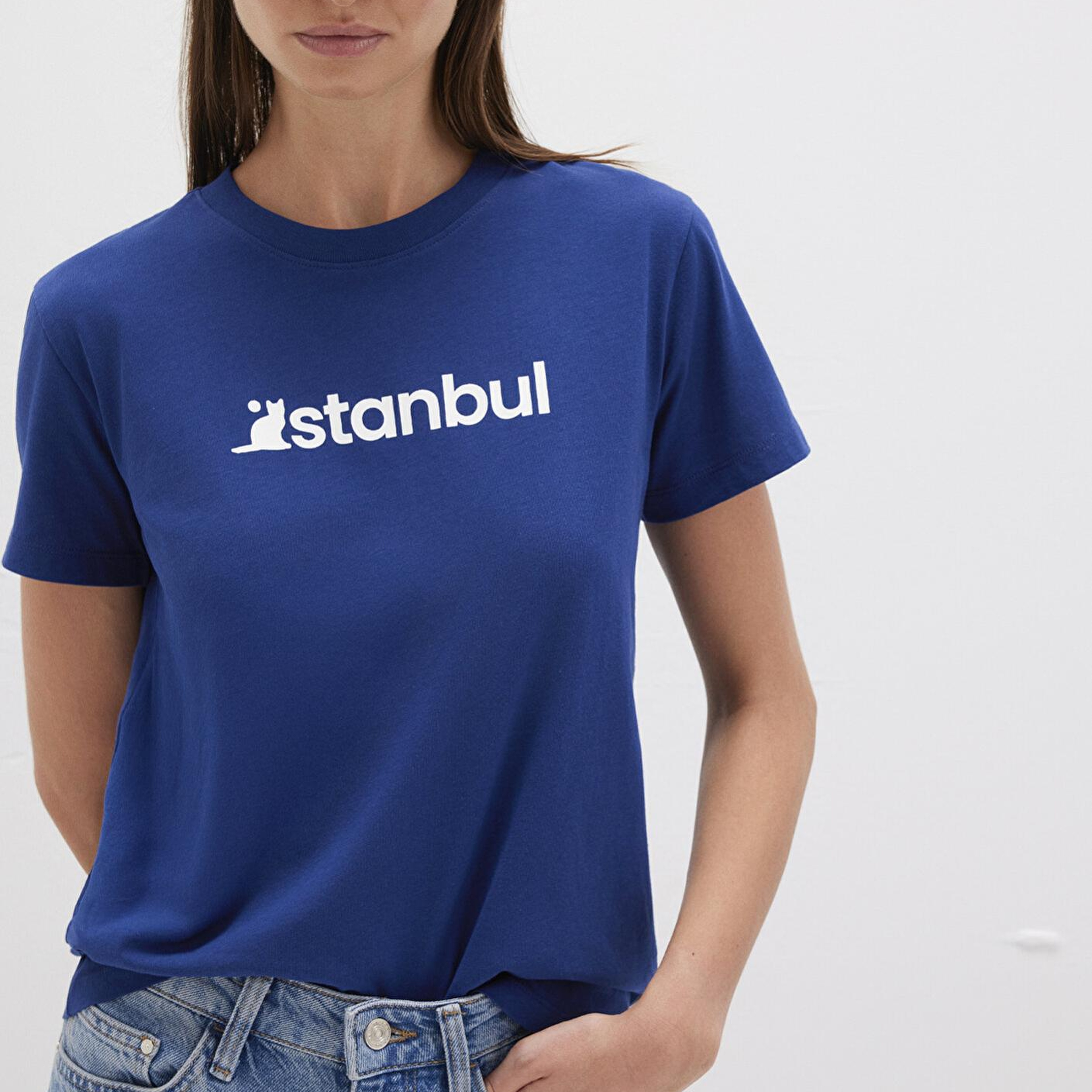 Mavi İstanbul Baskılı Mavi Tişört Semi Slim Fit / Yarı Dar Kesim 1612111-70722
