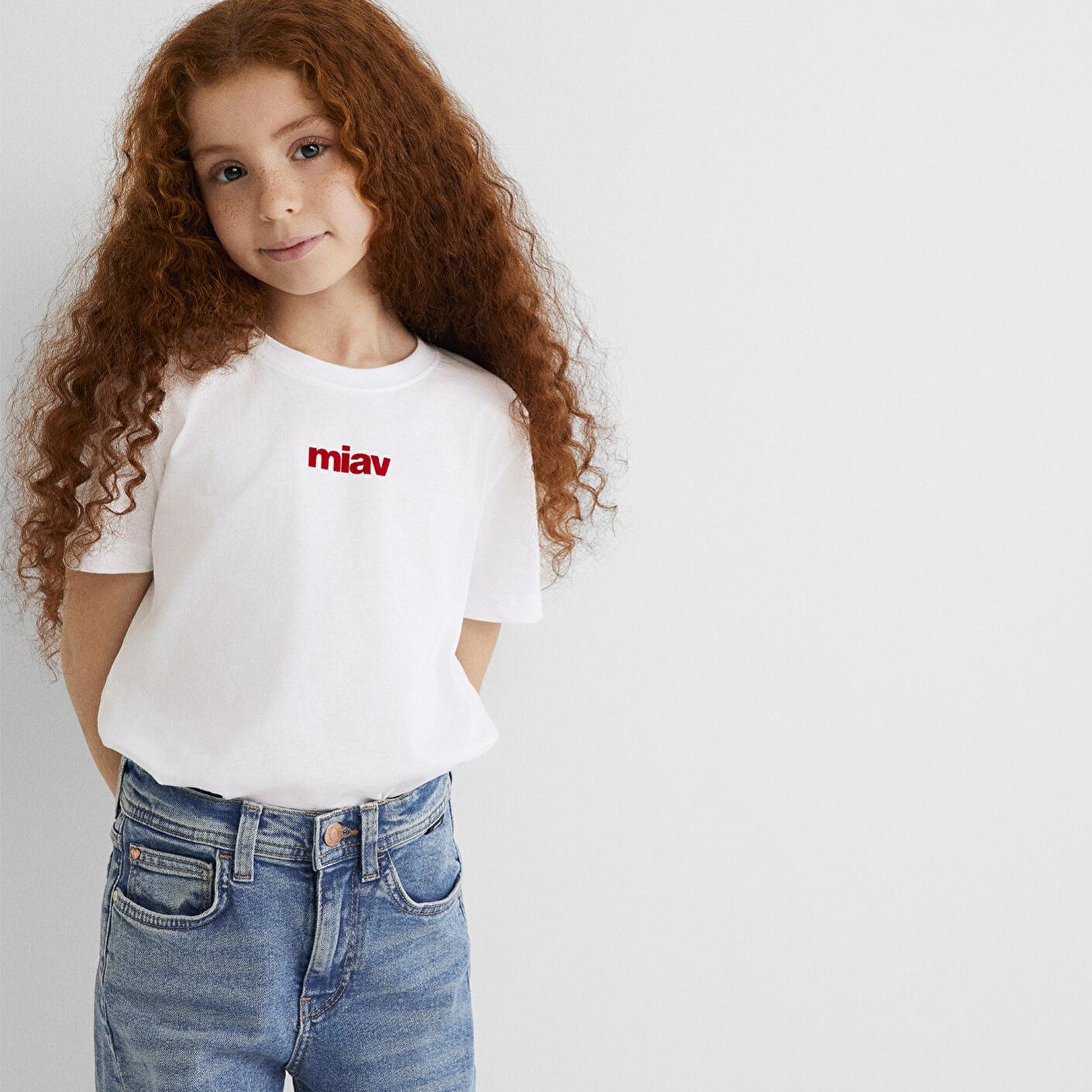 Mavi Kırmızı Miav Baskılı Çocuk Tişört Regular Fit / Normal Kesim 66332602