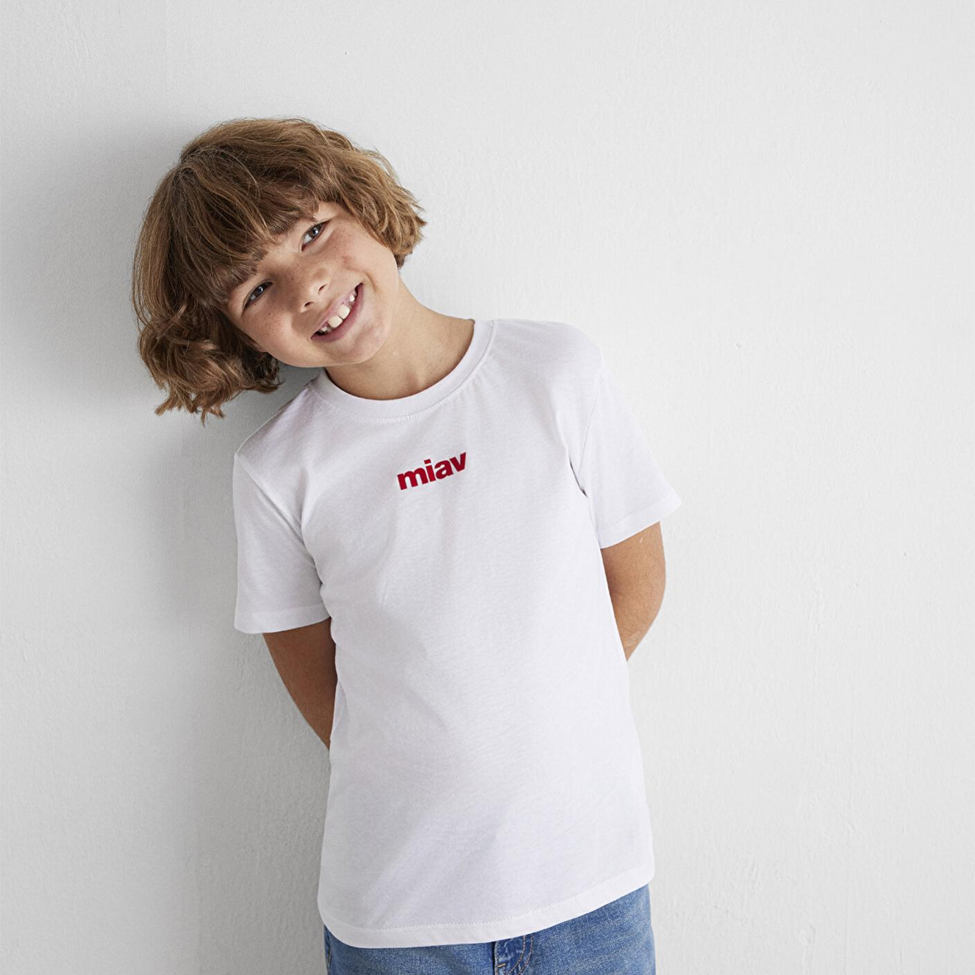 Mavi Kırmızı Miav Baskılı Çocuk Tişört Regular Fit / Normal Kesim 66332602