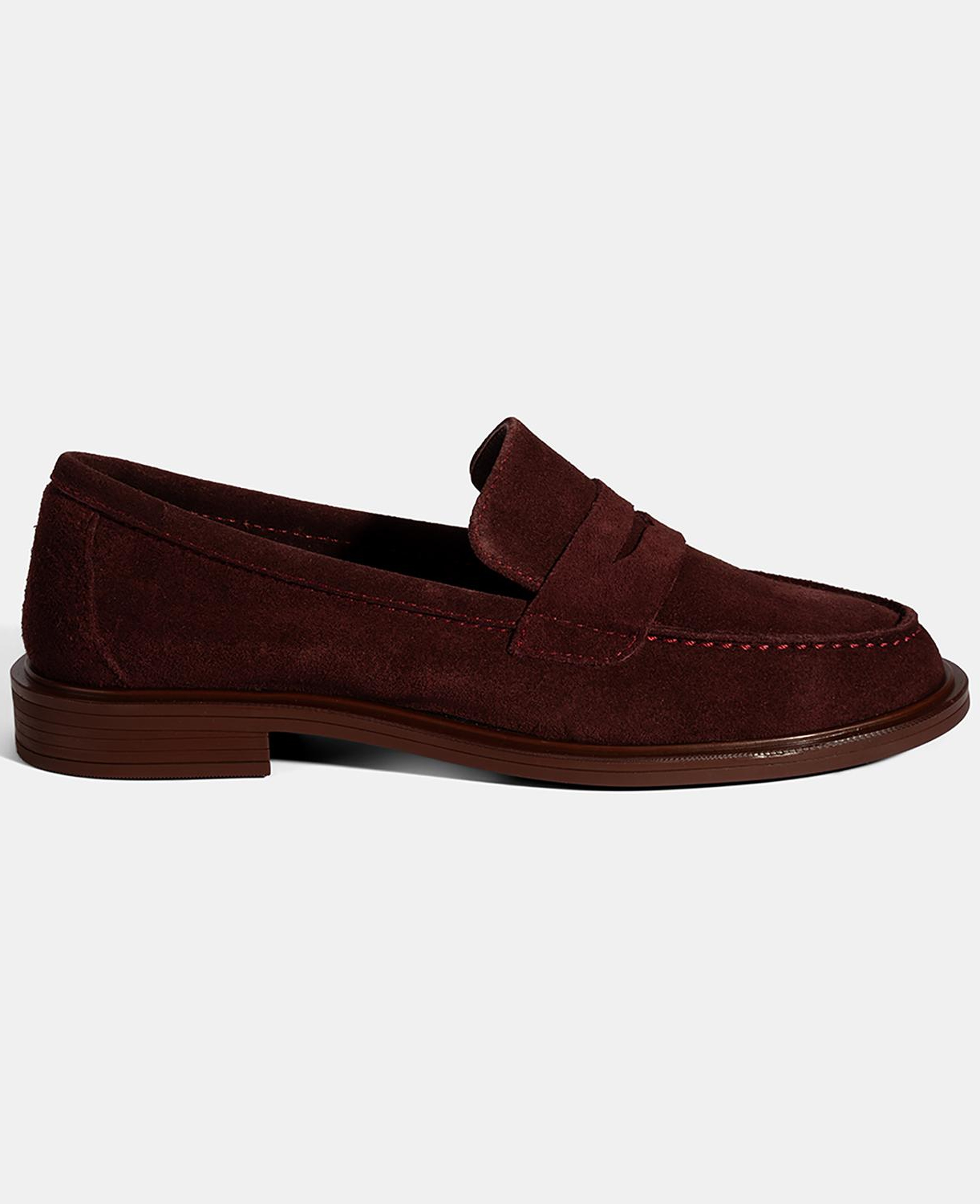 Kadın Bordo Süet Loafer