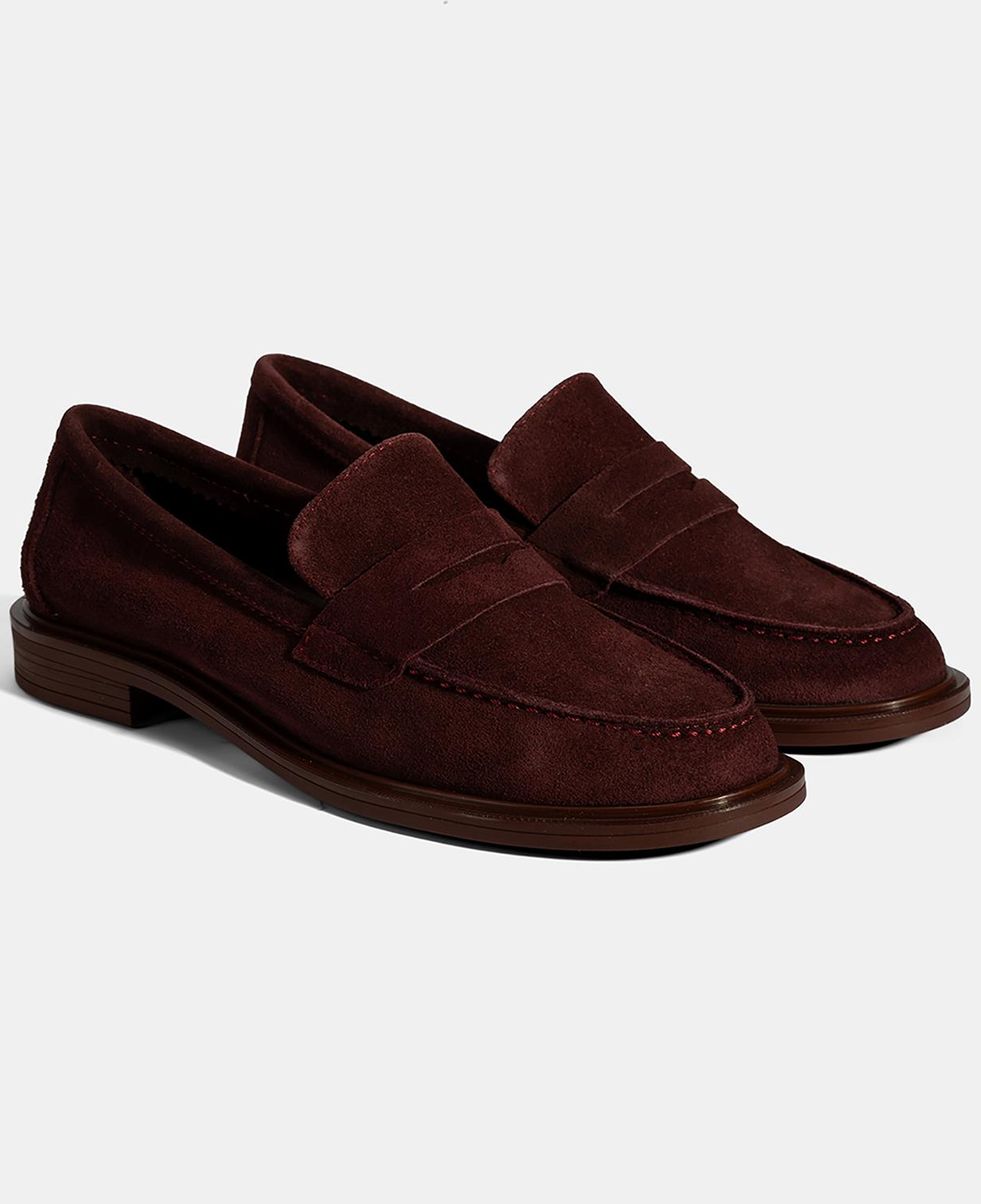 Kadın Bordo Süet Loafer