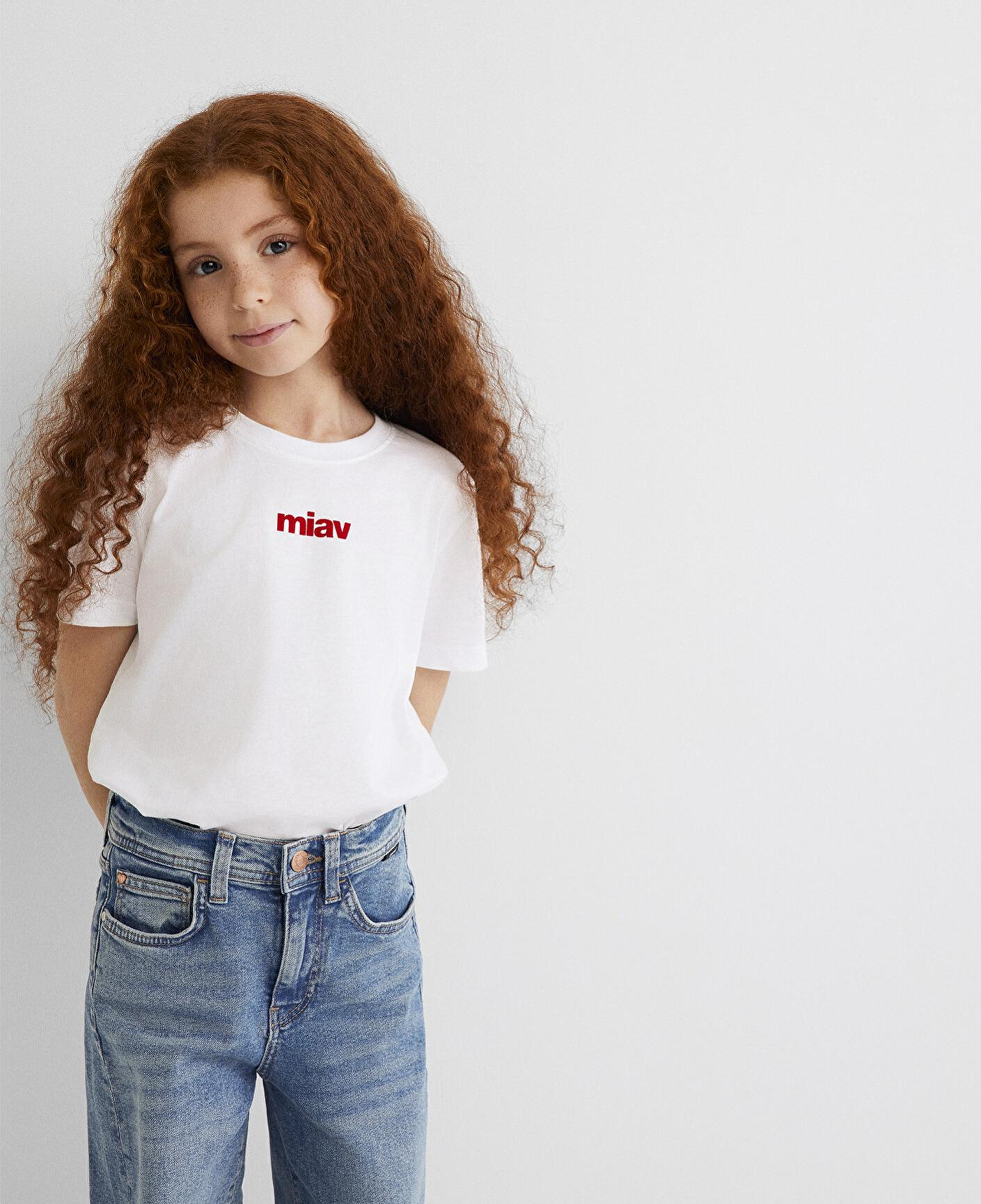 Mavi Kırmızı Miav Baskılı Çocuk Tişört Regular Fit / Normal Kesim 66332602