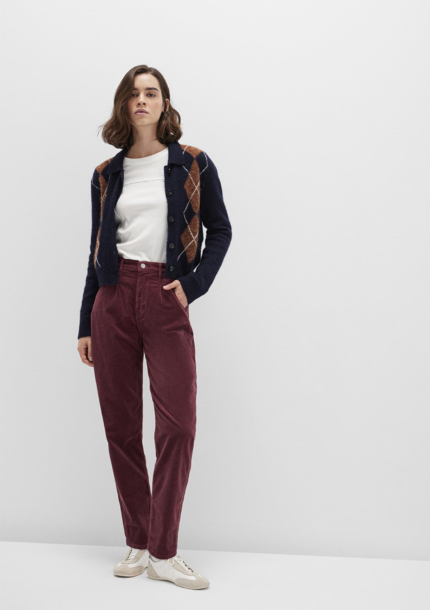 Mavi Laura Bordo Kadife Pantolon 101153-85728