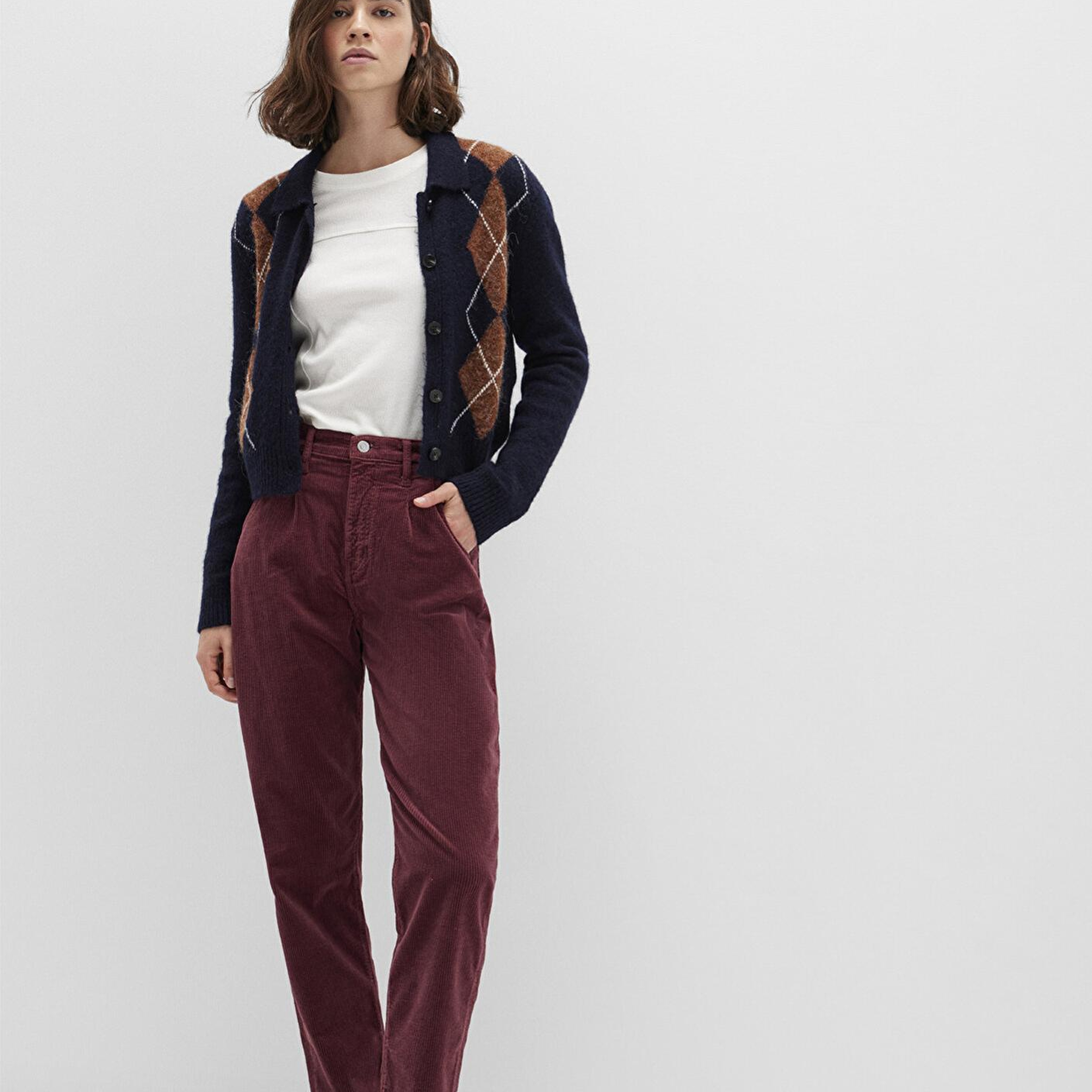 Mavi Laura Bordo Kadife Pantolon 101153-85728