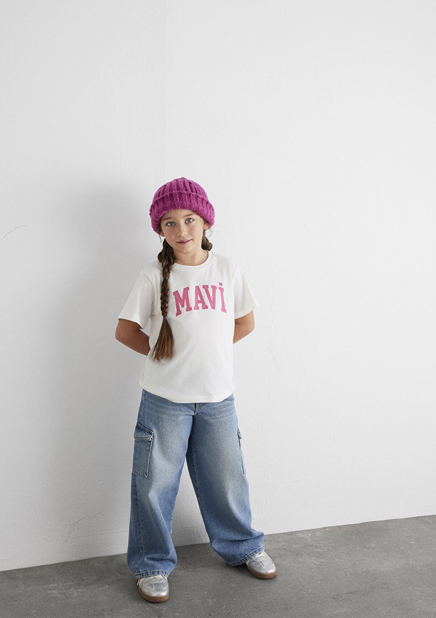 Mavi Mavi Logo Baskılı Ekru Tişört Regular Fit / Normal Kesim 7610109-70057