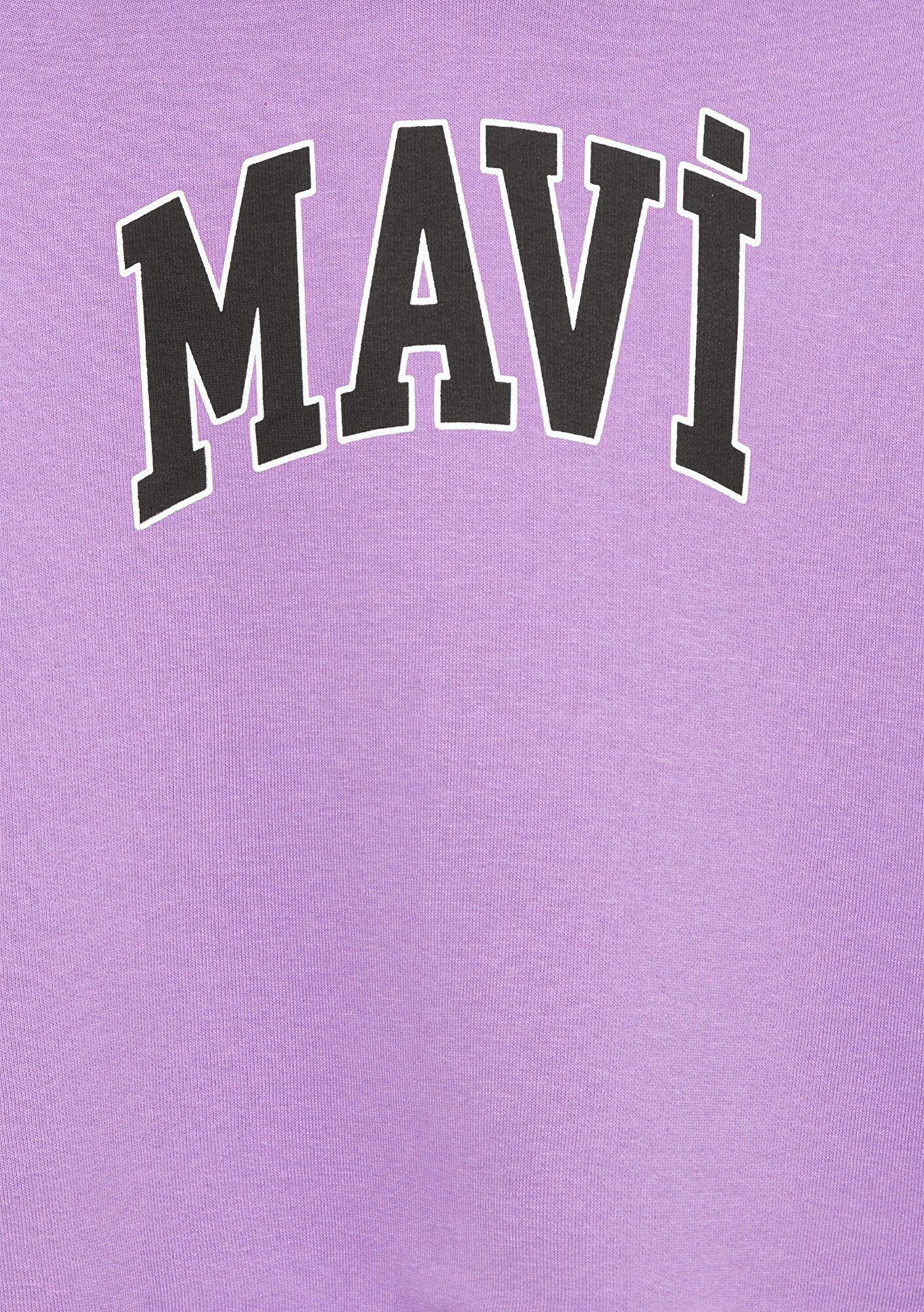 Mavi Mavi Logo Baskılı Kapüşonlu Mor Sweatshirt 7610035-70586