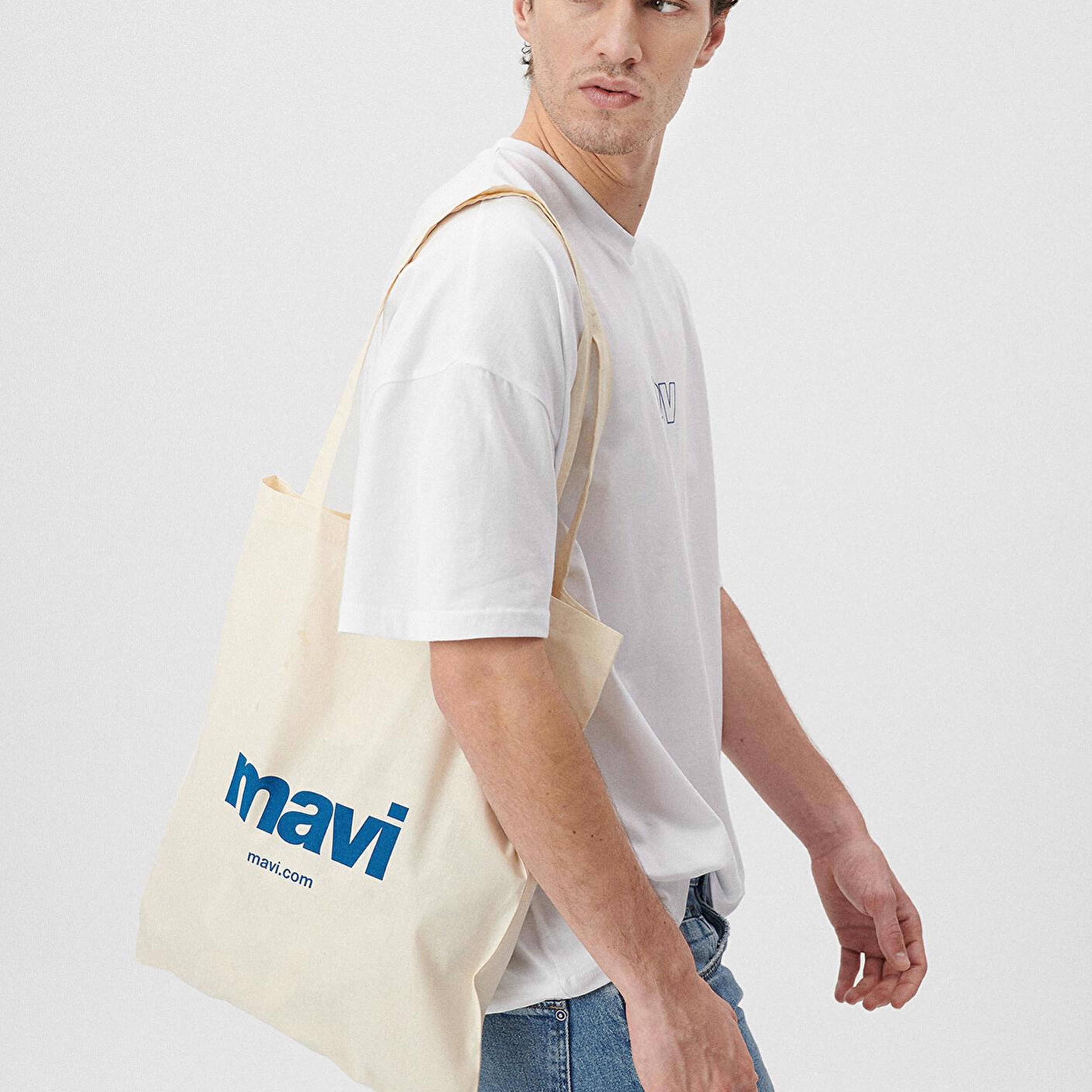 Mavi Mavi Logolu Çevre Dostu Geri Dönüştürülebilir Bez Çanta PO393918