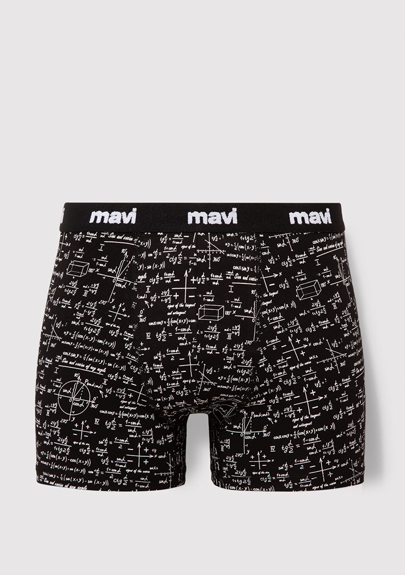 Mavi Baskılı Siyah Boxer 0910049-85857