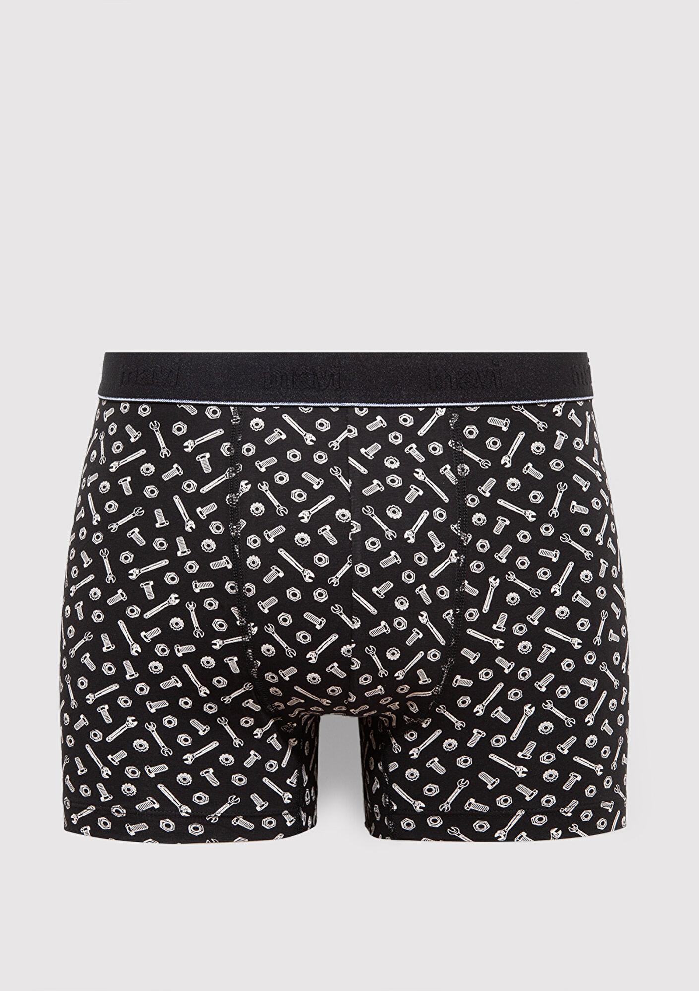 Mavi Baskılı Siyah Boxer 0910444-85857