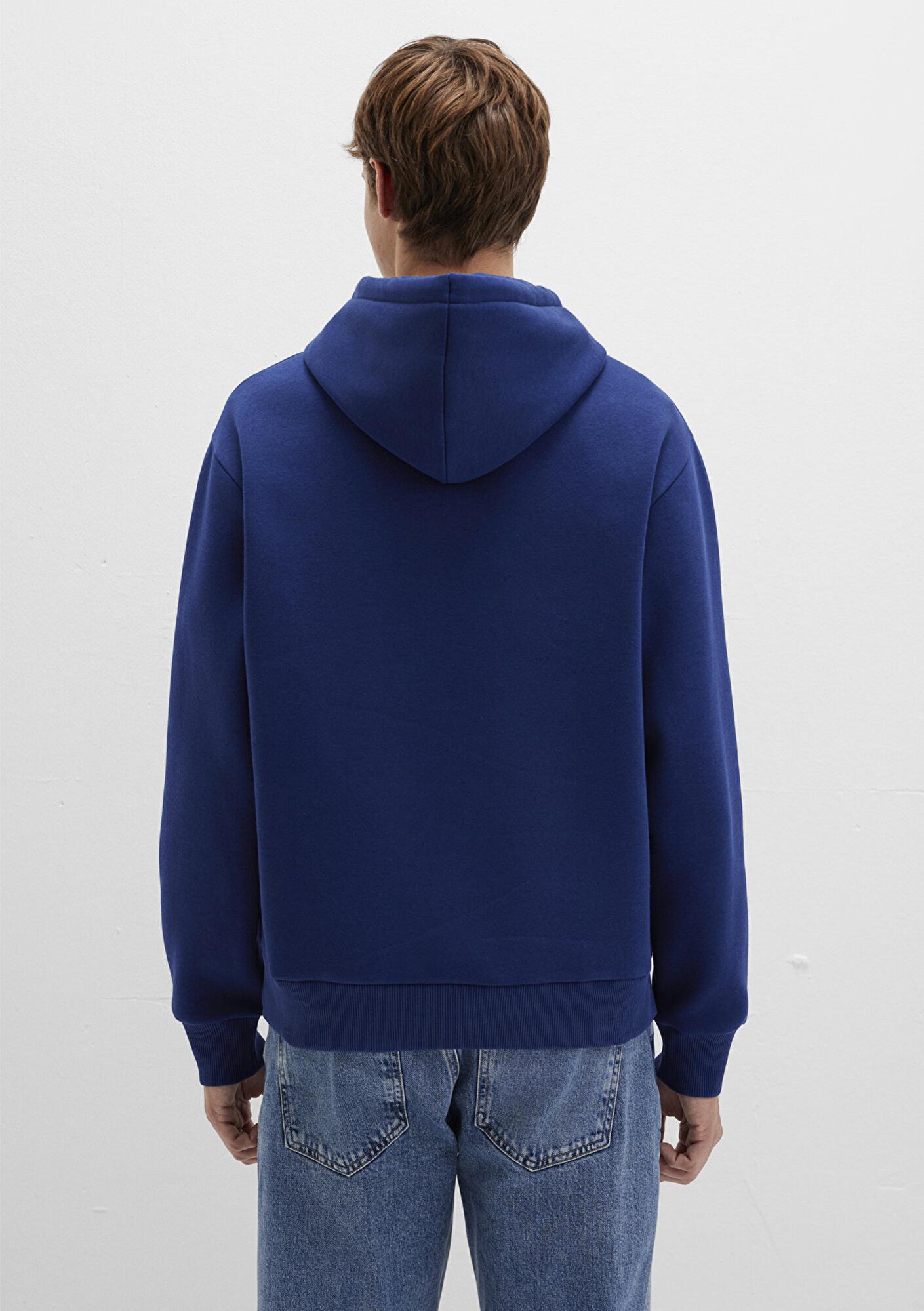 Mavi Miav Baskılı Kapüşonlu Mavi Sweatshirt 0S10001-70722