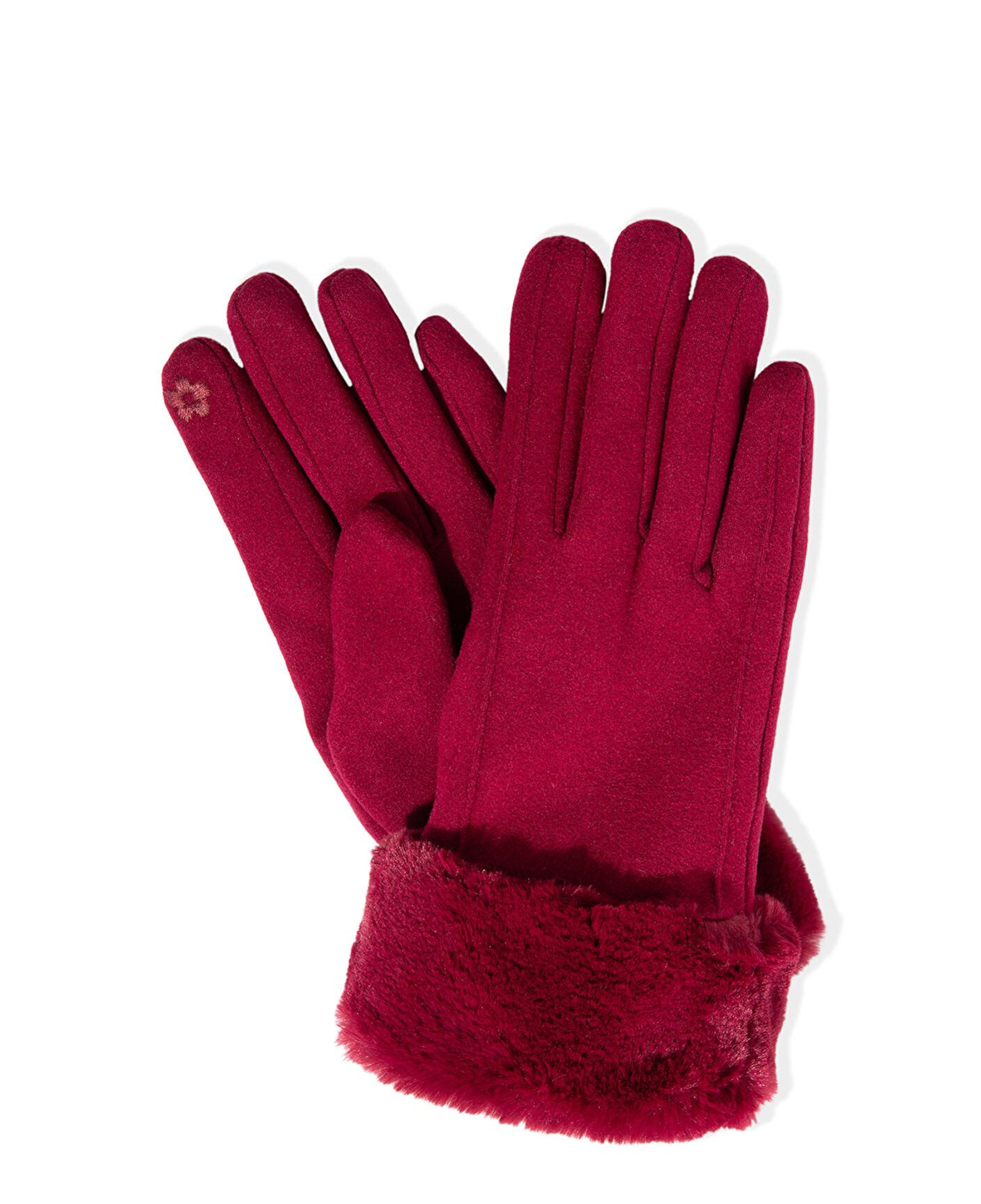 Mavi Suni Kürk Detaylı Bordo Eldiven 1911768-70394