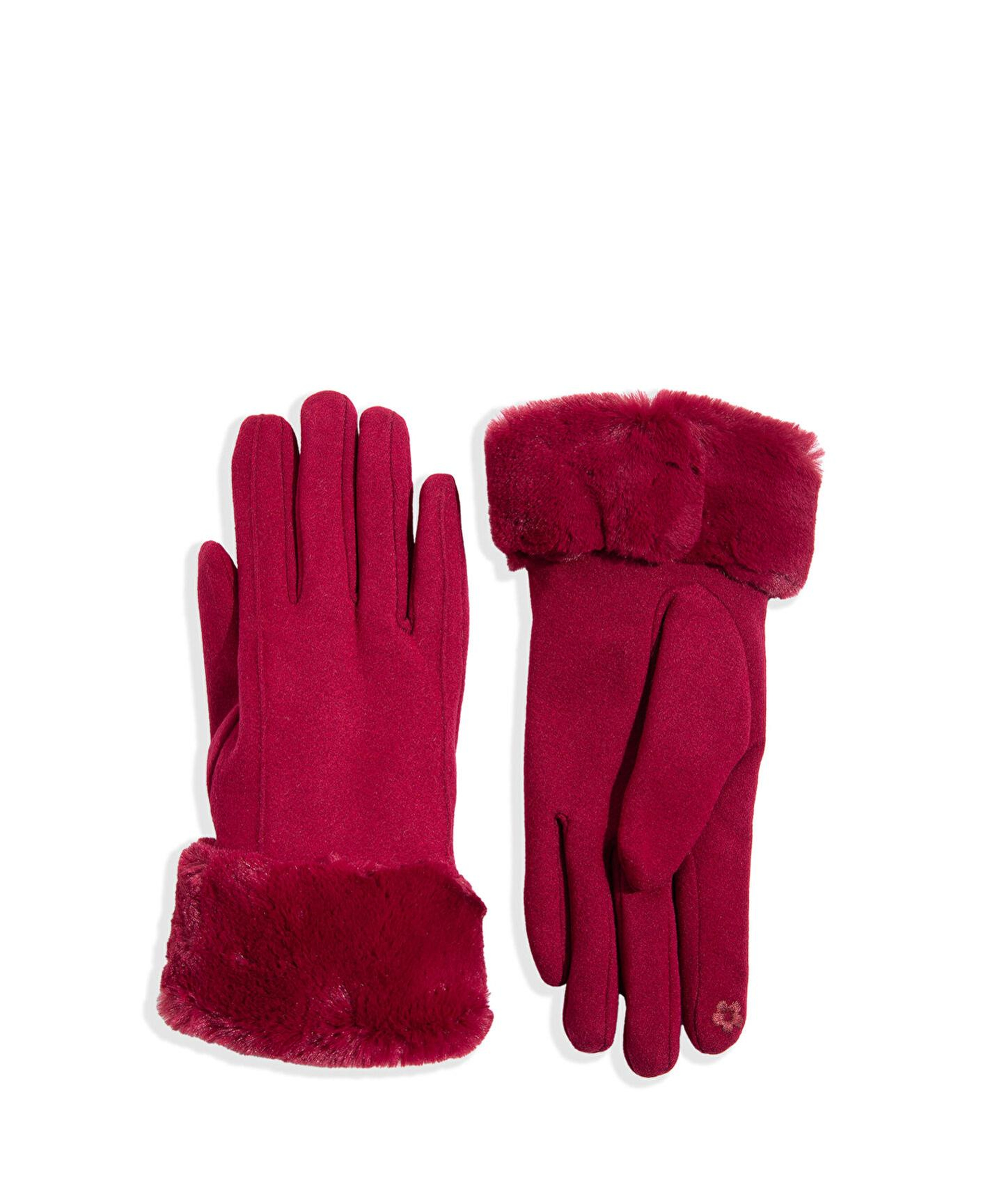 Mavi Suni Kürk Detaylı Bordo Eldiven 1911768-70394