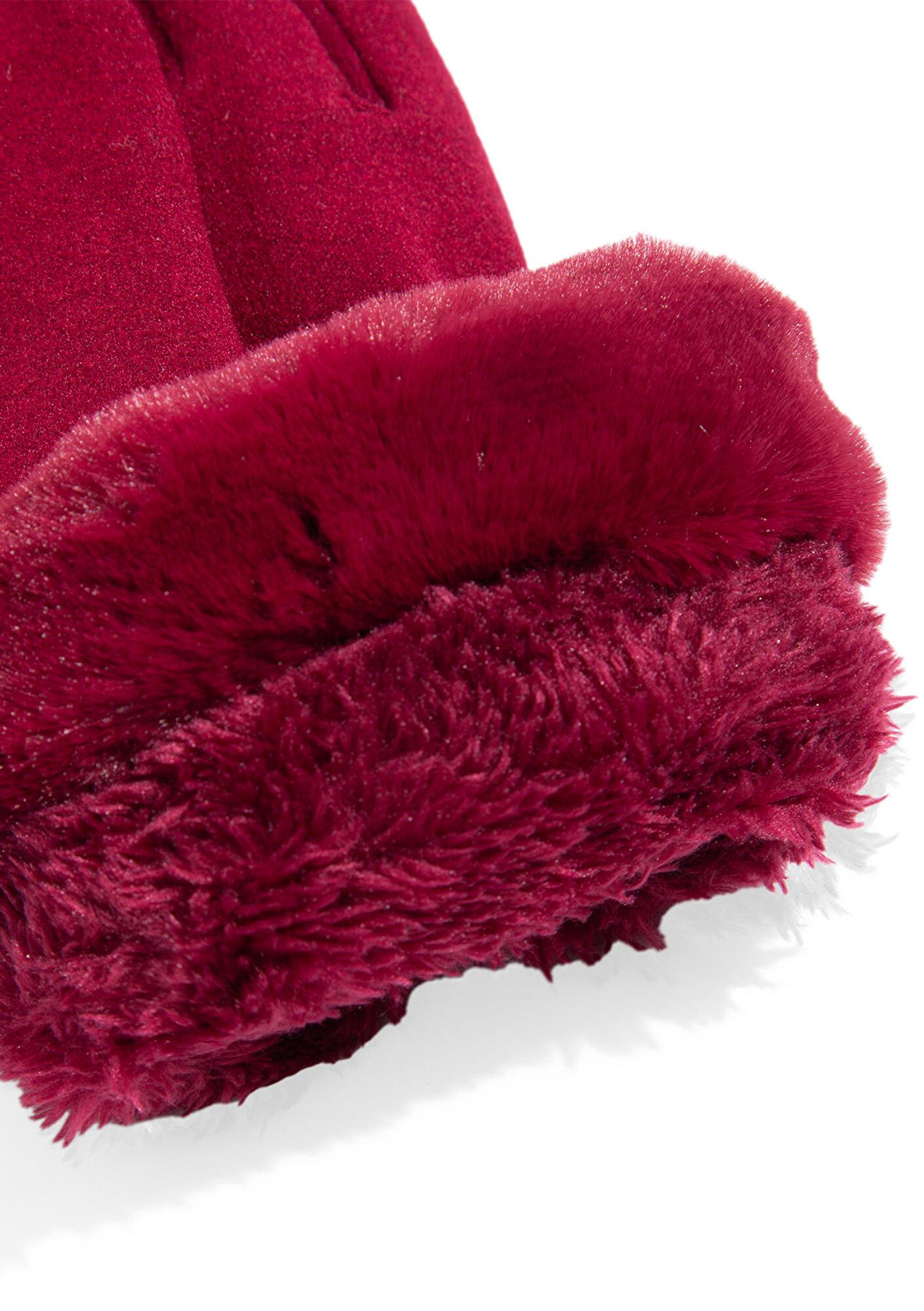 Mavi Suni Kürk Detaylı Bordo Eldiven 1911768-70394