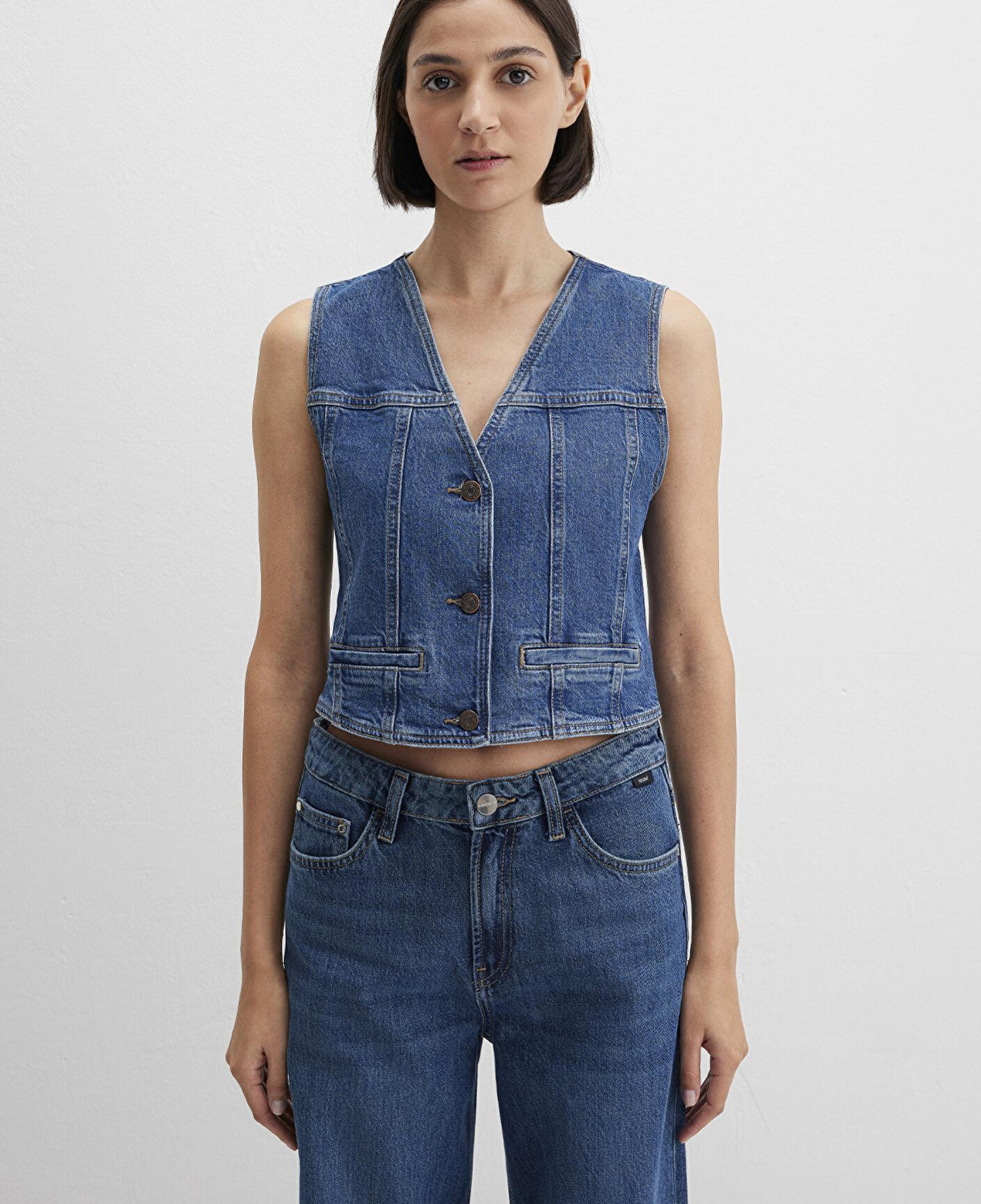 Mavi Merlin Real Blue Koyu Mavi Jean Yelek Fitted / Vücuda Oturan Kesim 1110265-85670