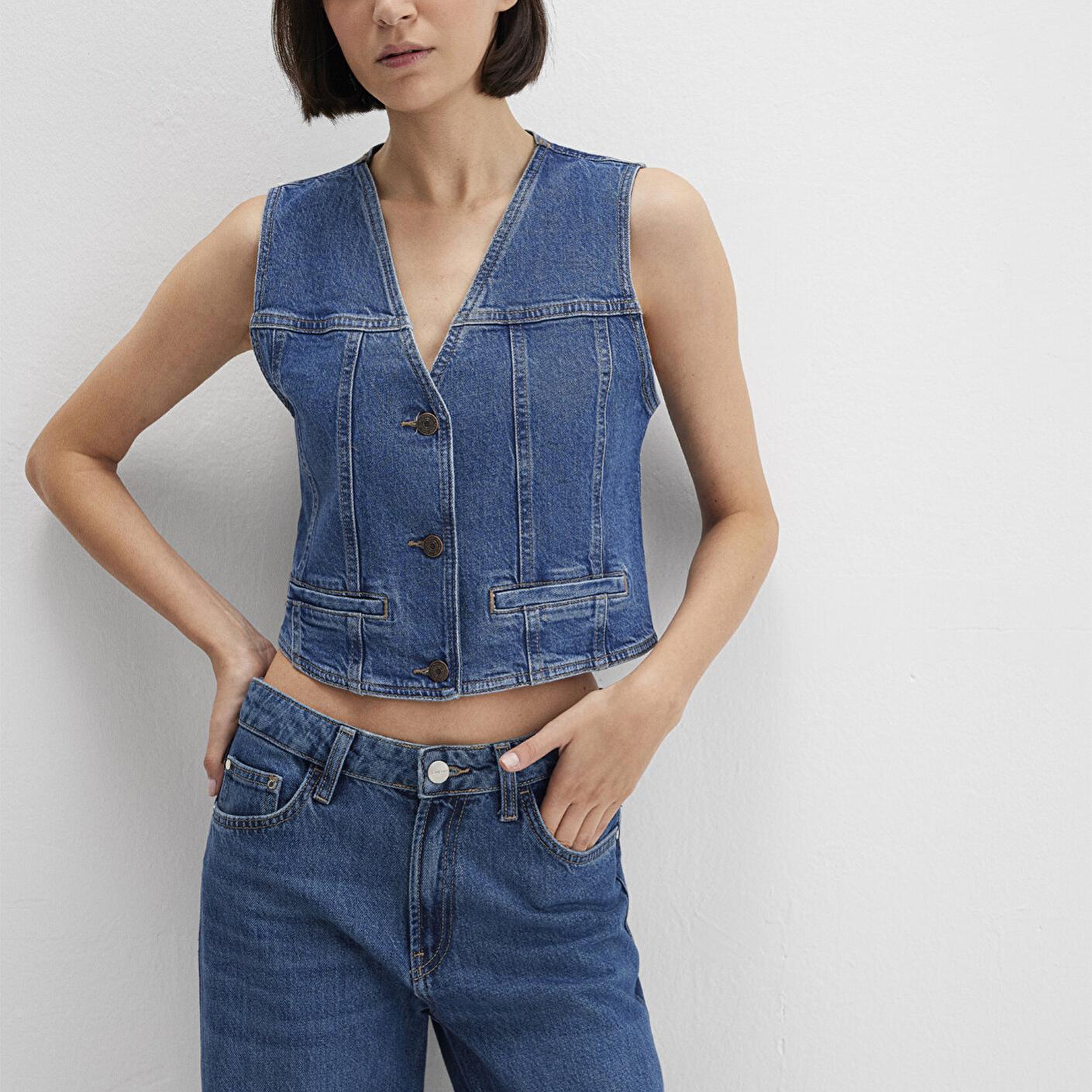 Mavi Merlin Real Blue Koyu Mavi Jean Yelek Fitted / Vücuda Oturan Kesim 1110265-85670