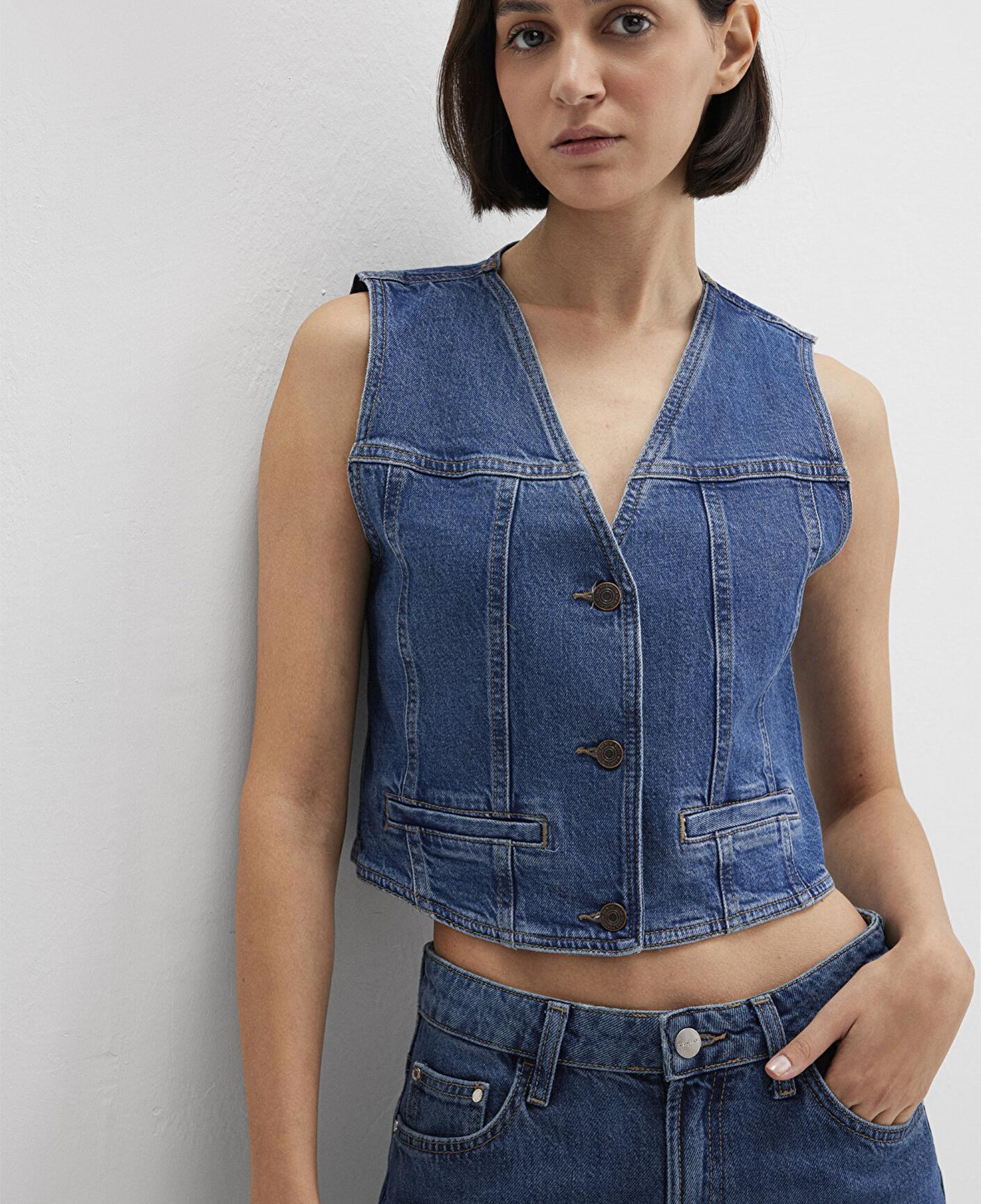 Mavi Merlin Real Blue Koyu Mavi Jean Yelek Fitted / Vücuda Oturan Kesim 1110265-85670