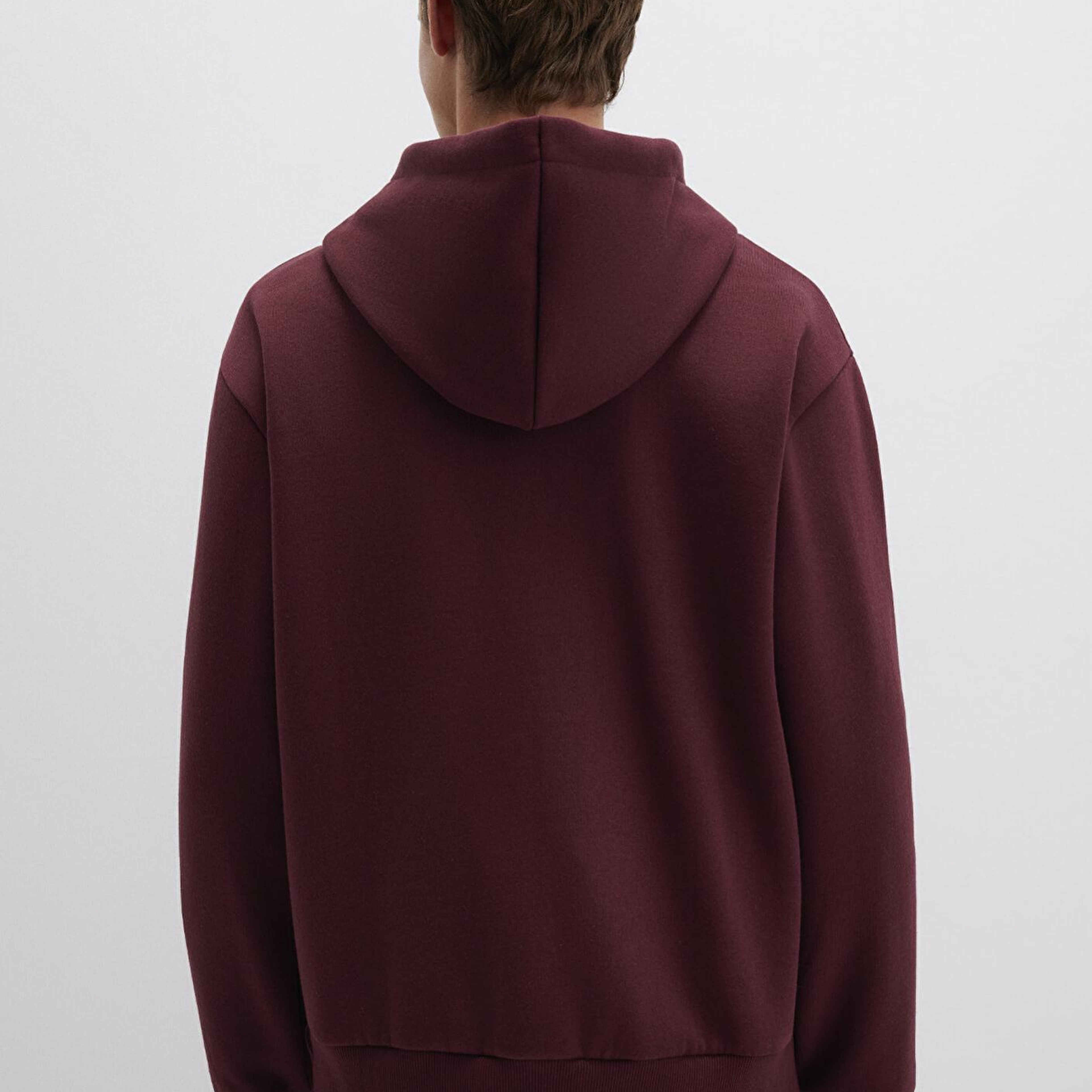 Mavi Mühür Logo Nakışlı Kapüşonlu Fermuarlı Bordo Sweatshirt 066979-70426