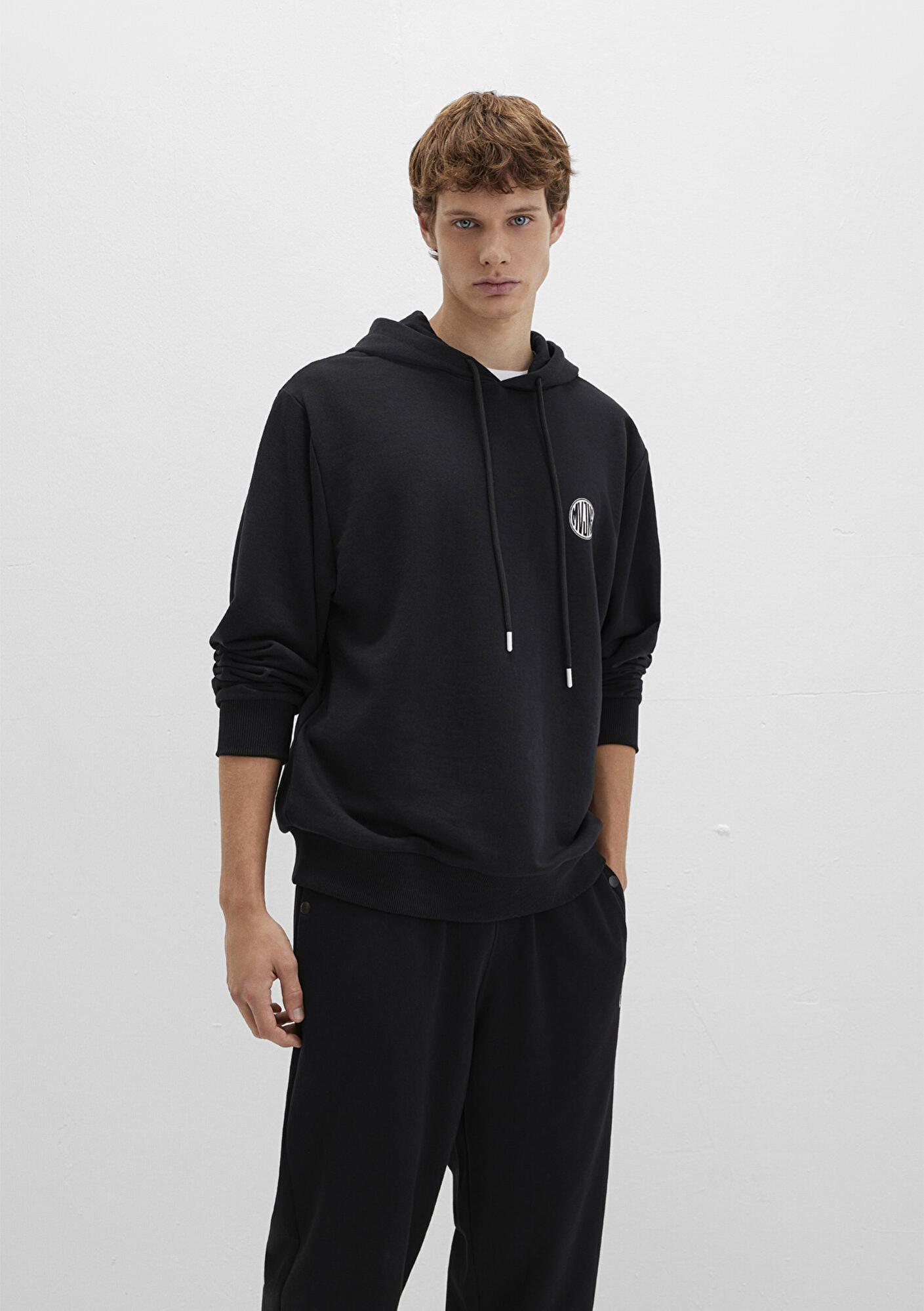 Mavi MVJNS Logo Baskılı Kapüşonlu Siyah Sweatshirt 0611786-900