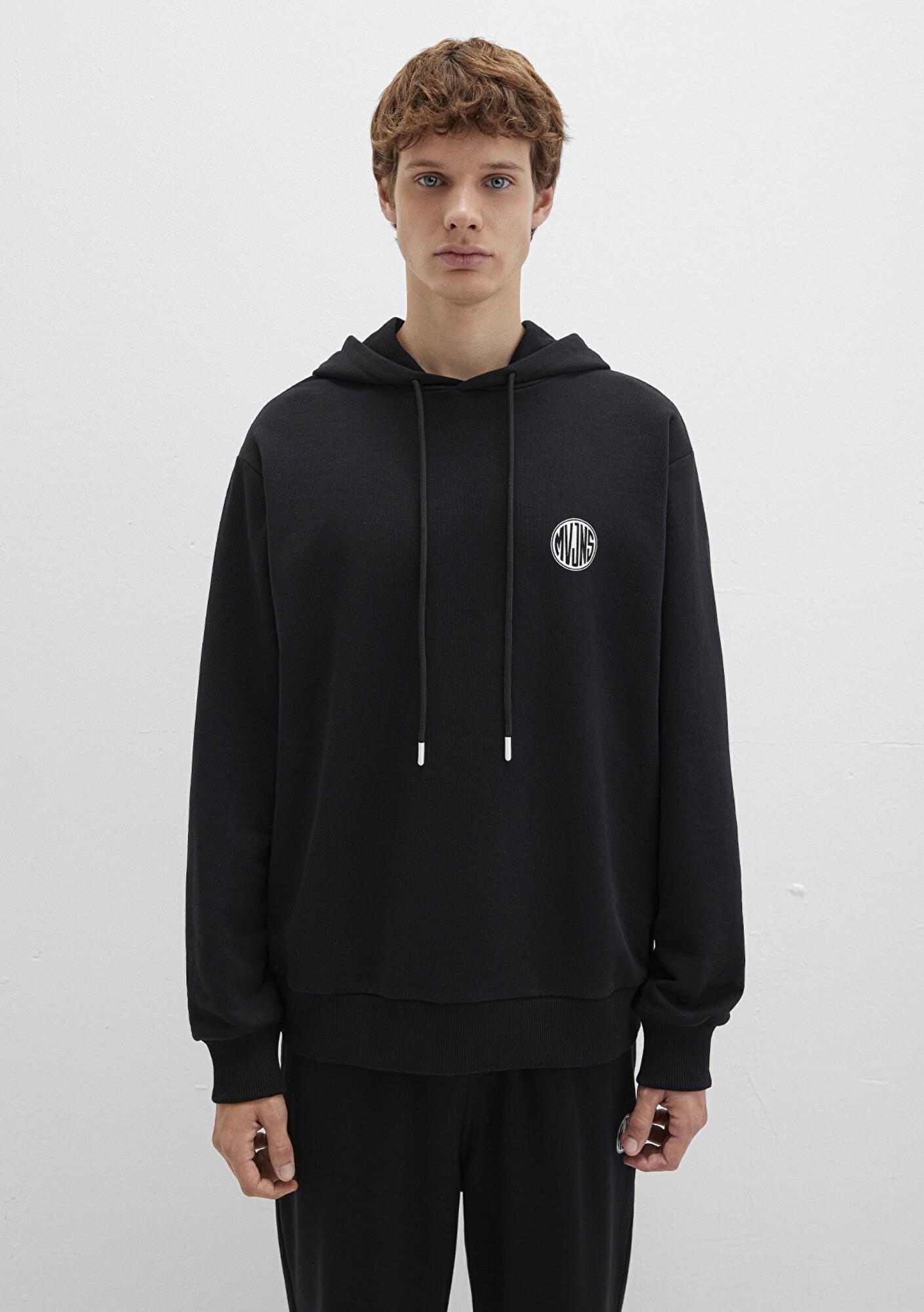 Mavi MVJNS Logo Baskılı Kapüşonlu Siyah Sweatshirt 0611786-900