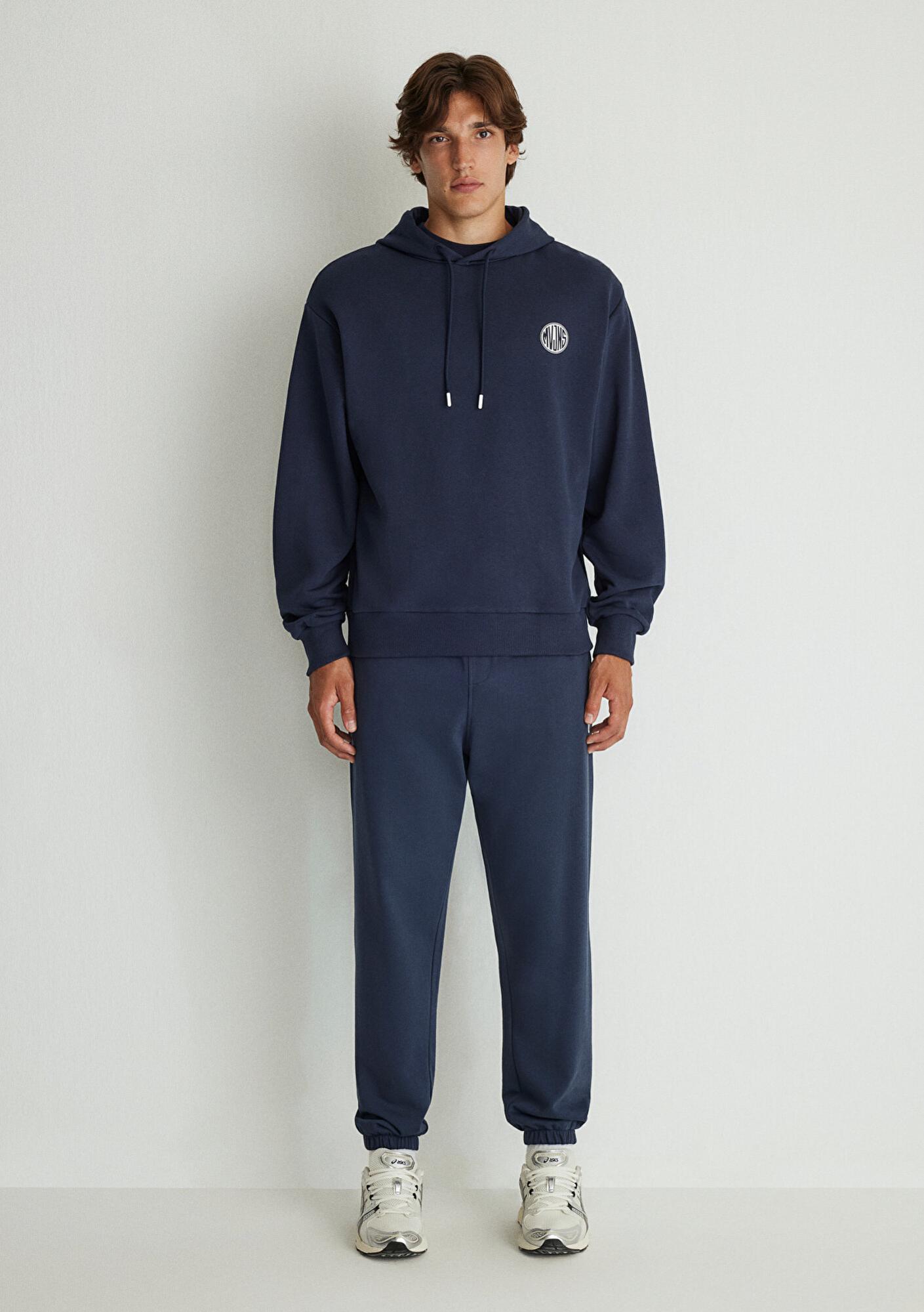 Mavi MVJNS Logo Baskılı Kapüşonlu Lacivert Sweatshirt 0611786-70490