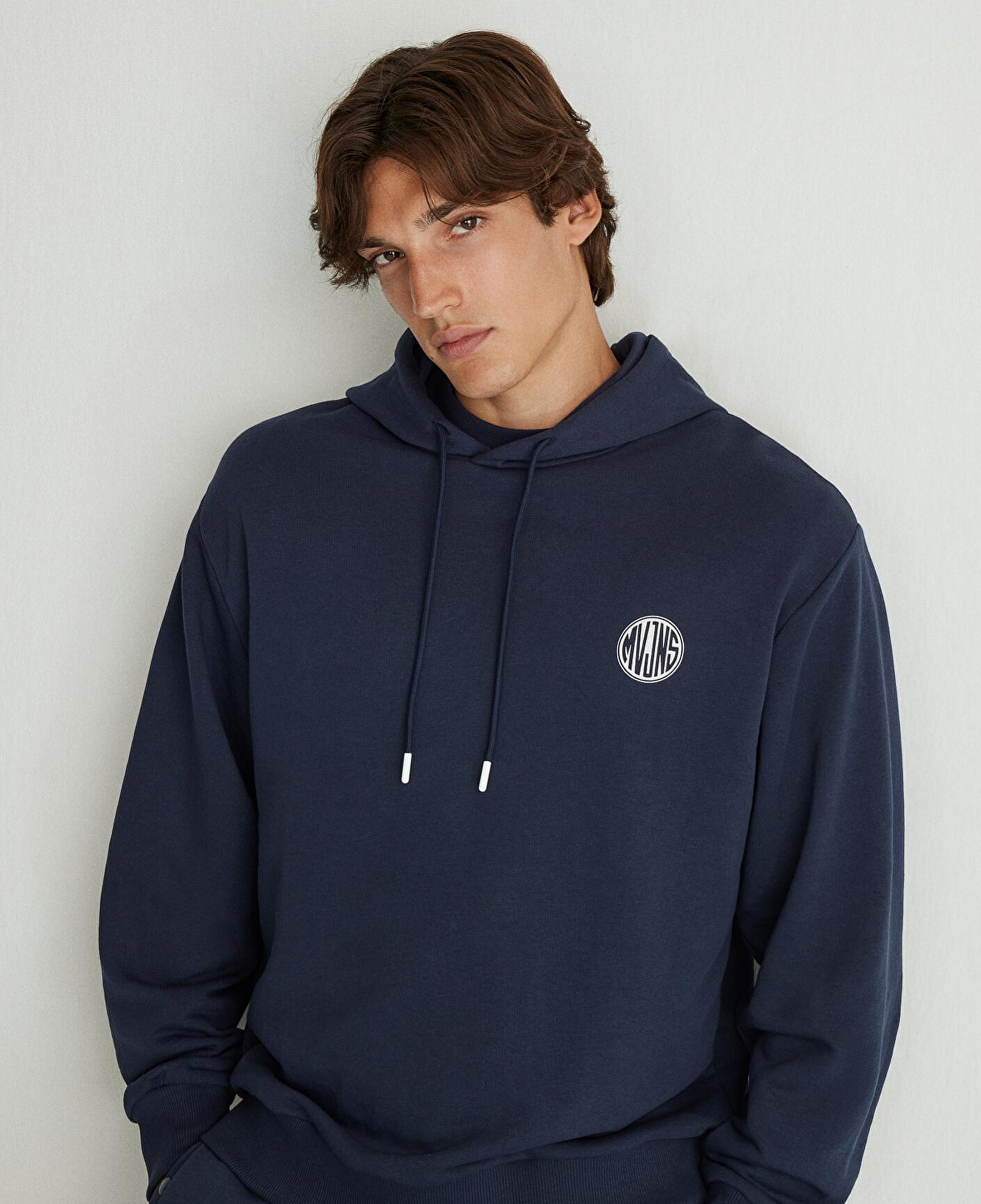 Mavi MVJNS Logo Baskılı Kapüşonlu Lacivert Sweatshirt 0611786-70490