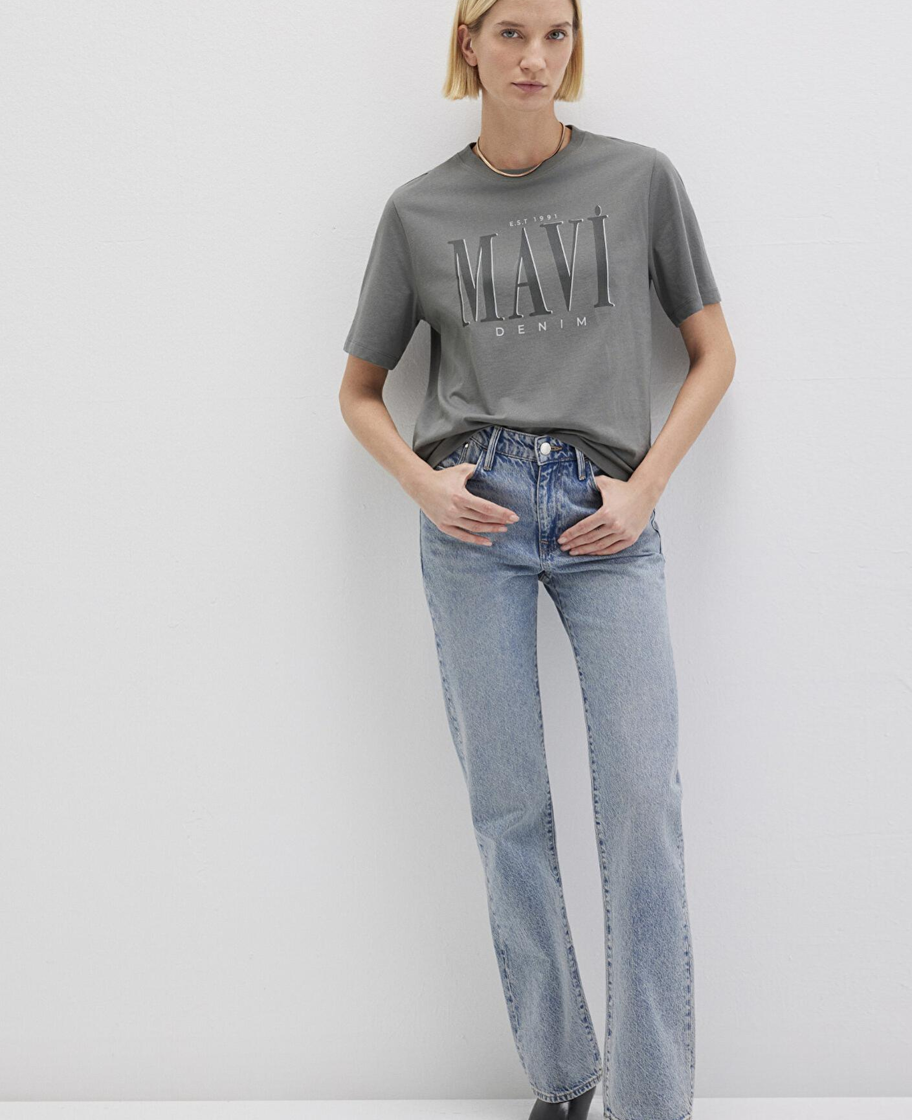 Mavi Mavi Logo Baskılı Gri Tişört Regular Fit / Normal Kesim 1611990-70122