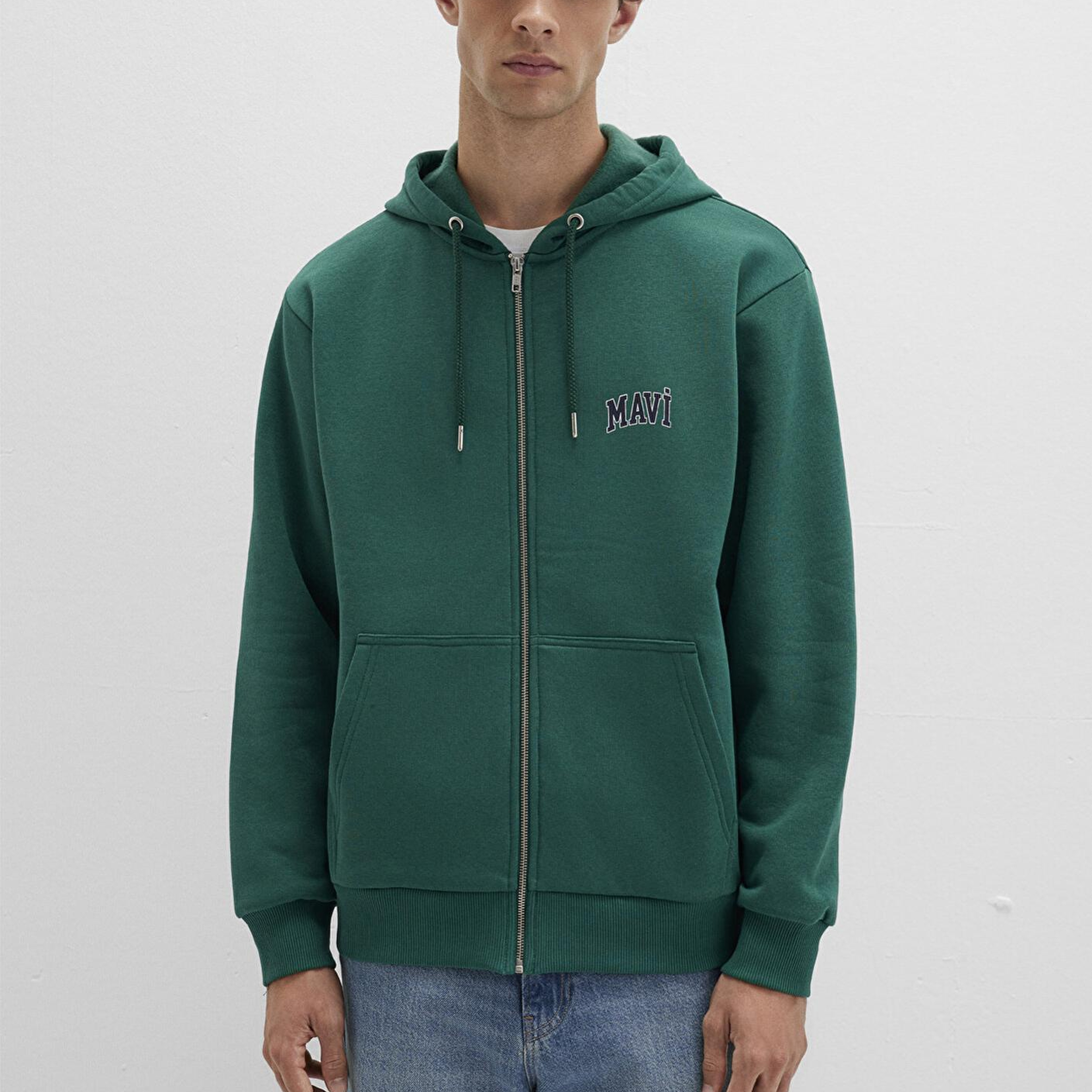 Mavi Mavi Logo Baskılı Fermuarlı Yeşil Sweatshirt 0611715-71874