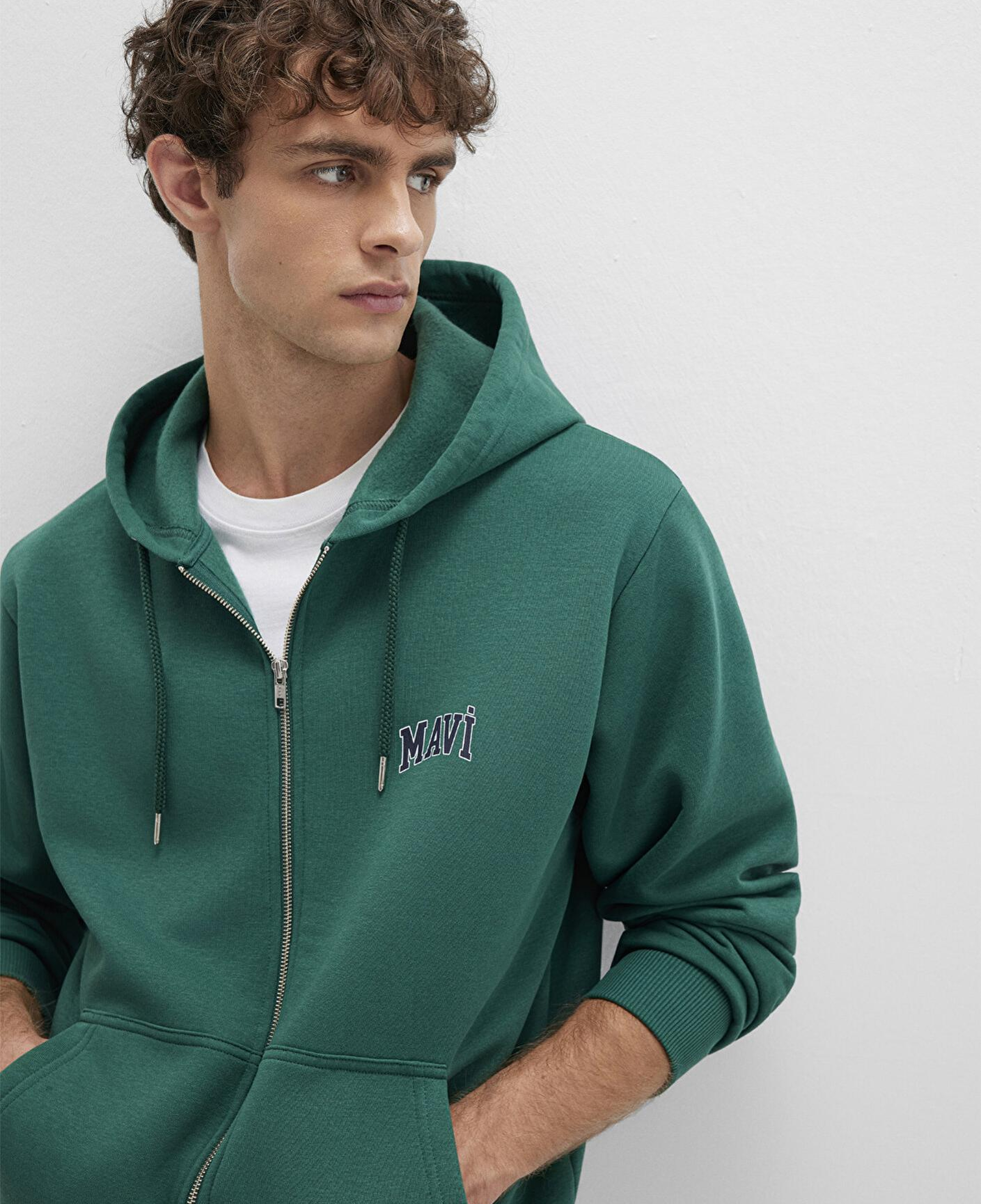 Mavi Mavi Logo Baskılı Fermuarlı Yeşil Sweatshirt 0611715-71874